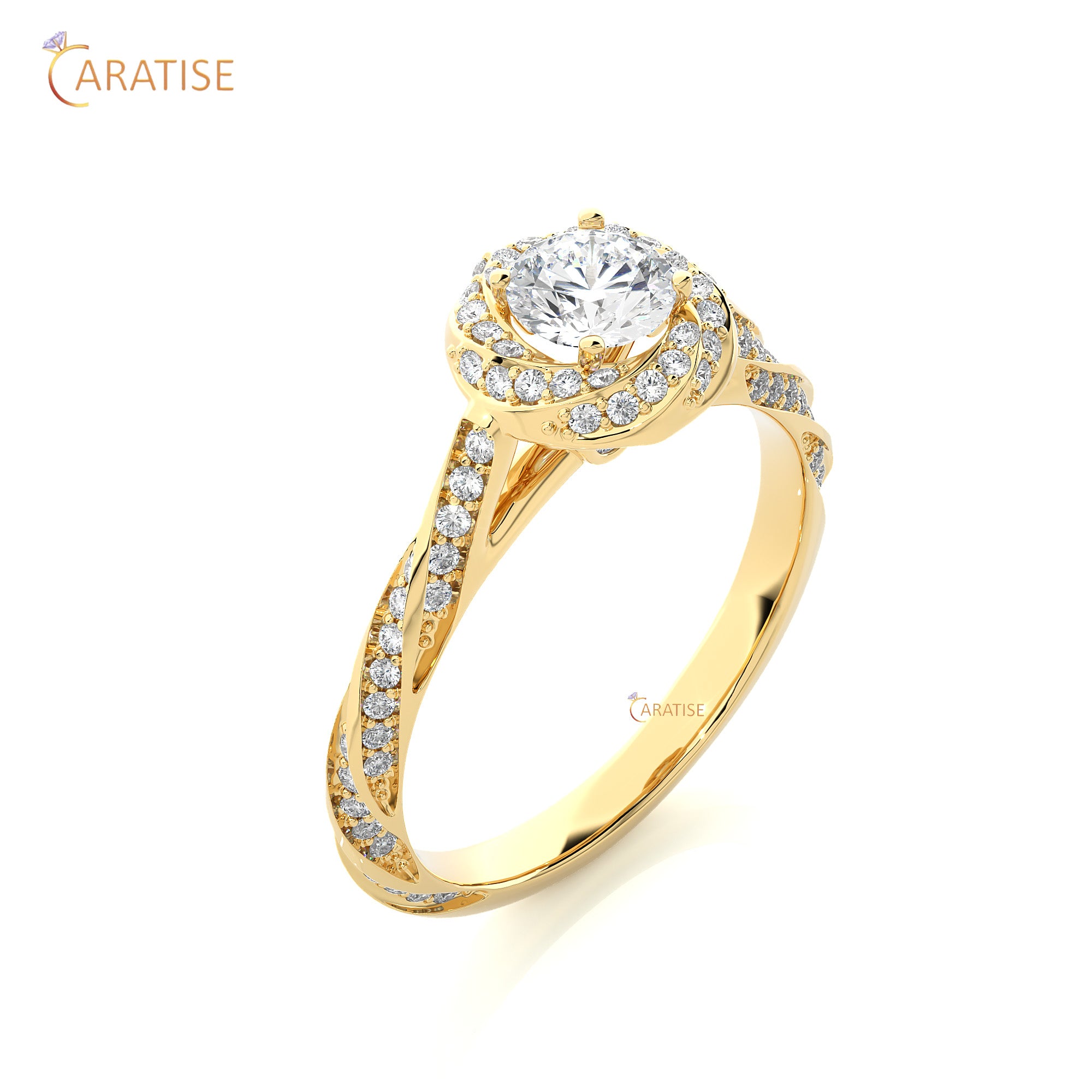 0.95 TDW Round Cut Moissanite Diamond Halo Ring 925 Silver