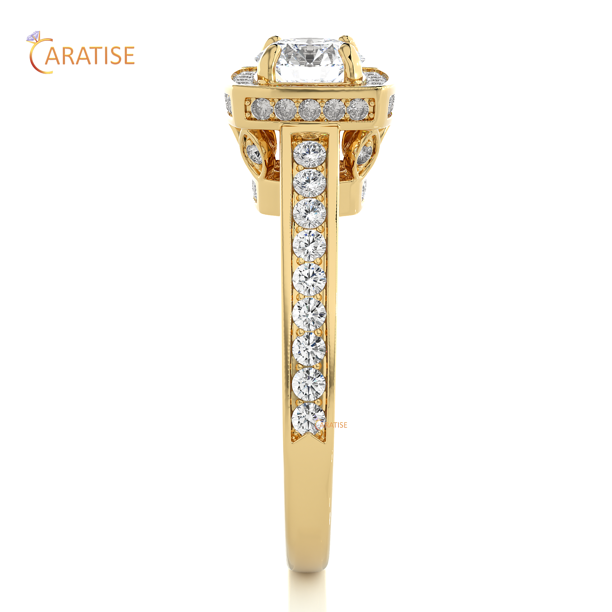 1.42 TDW Round Cut Moissanite Diamond Halo Ring 925 Silver