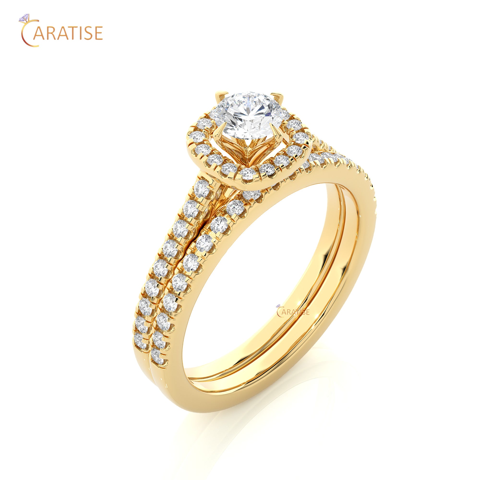 1.31 TDW Round Cut Moissanite Diamond Halo Ring 925 Silver