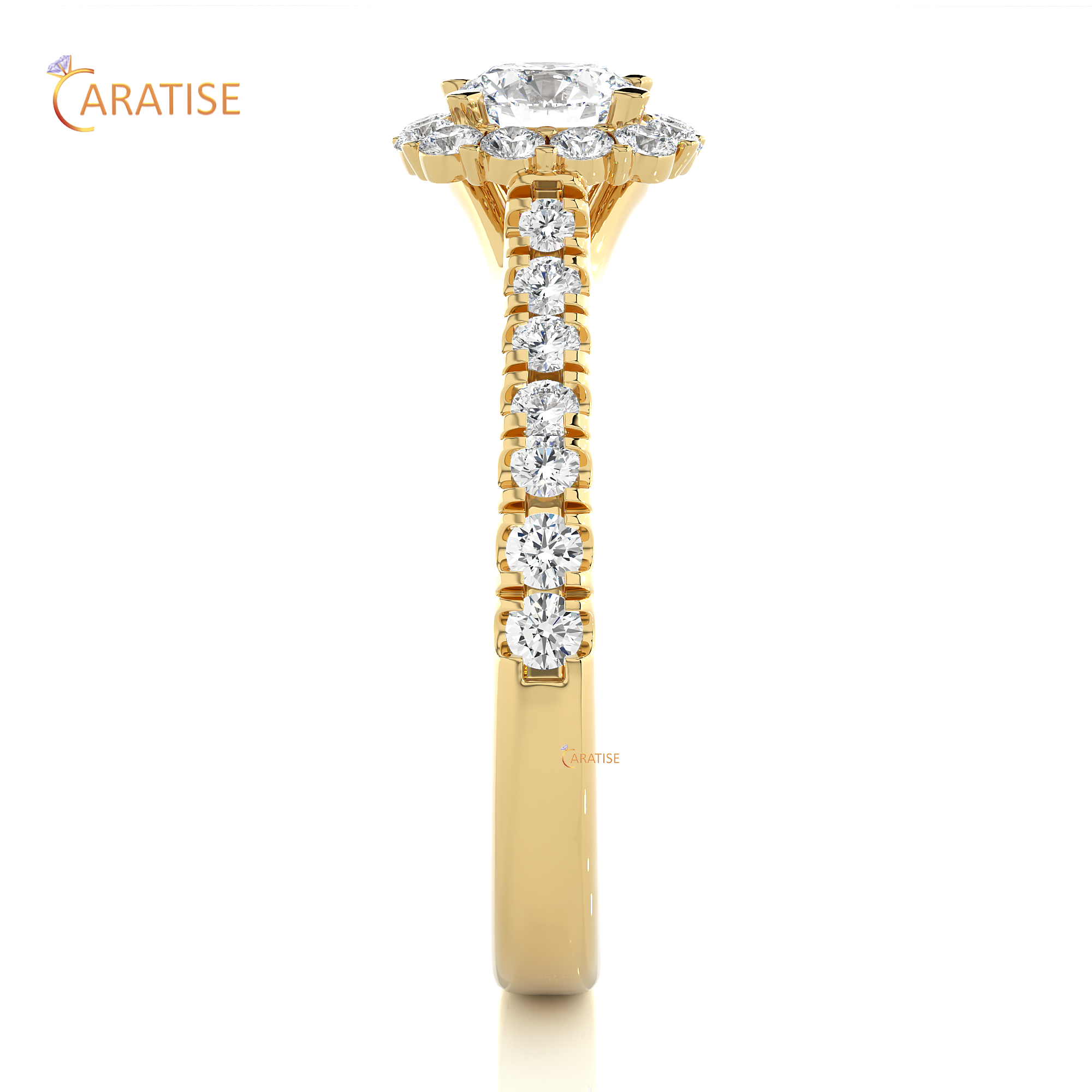 1.11 TDW Round Cut Moissanite Diamond Halo Ring 925 Silver