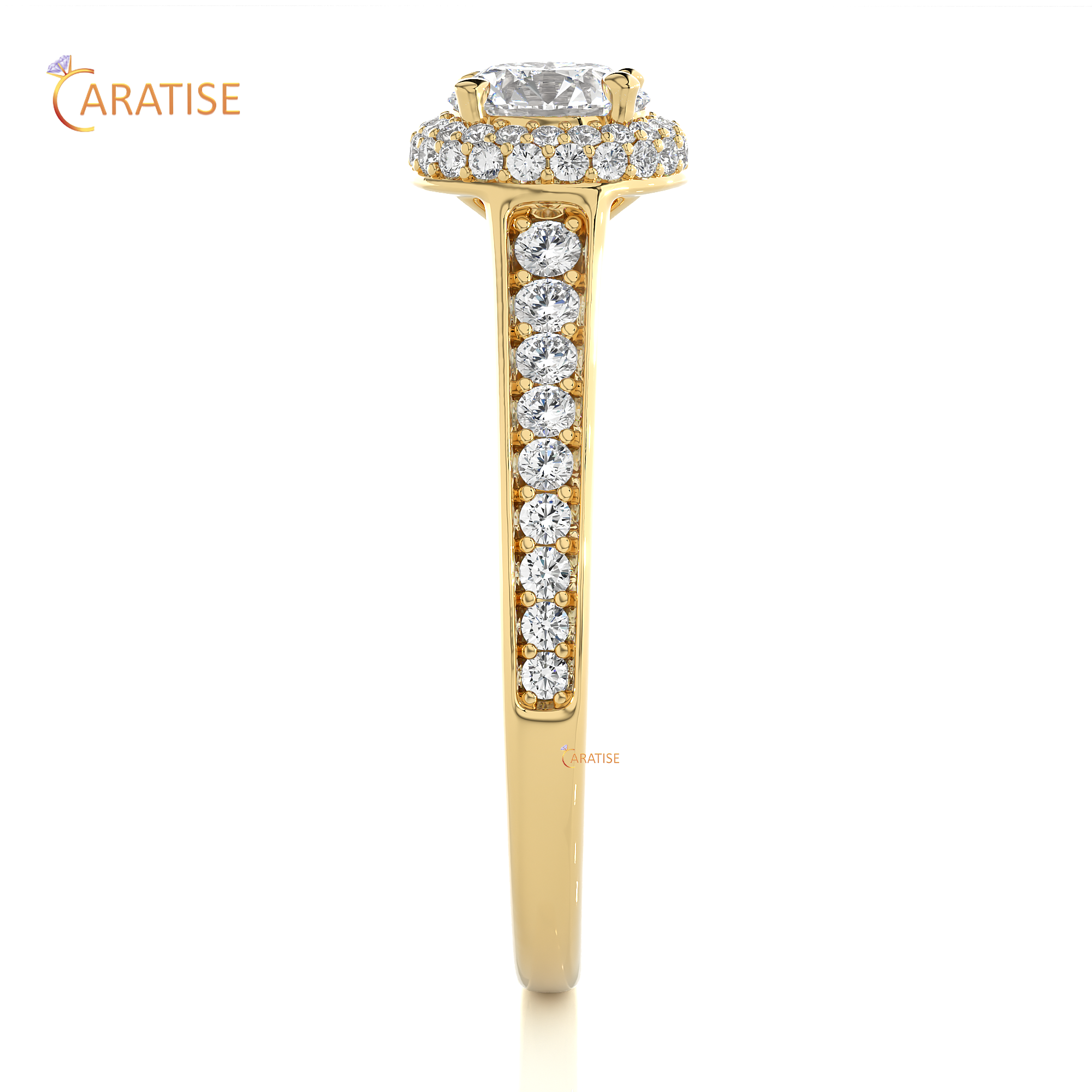 0.93 TDW Round Cut Moissanite Diamond Halo Ring 925 Silver