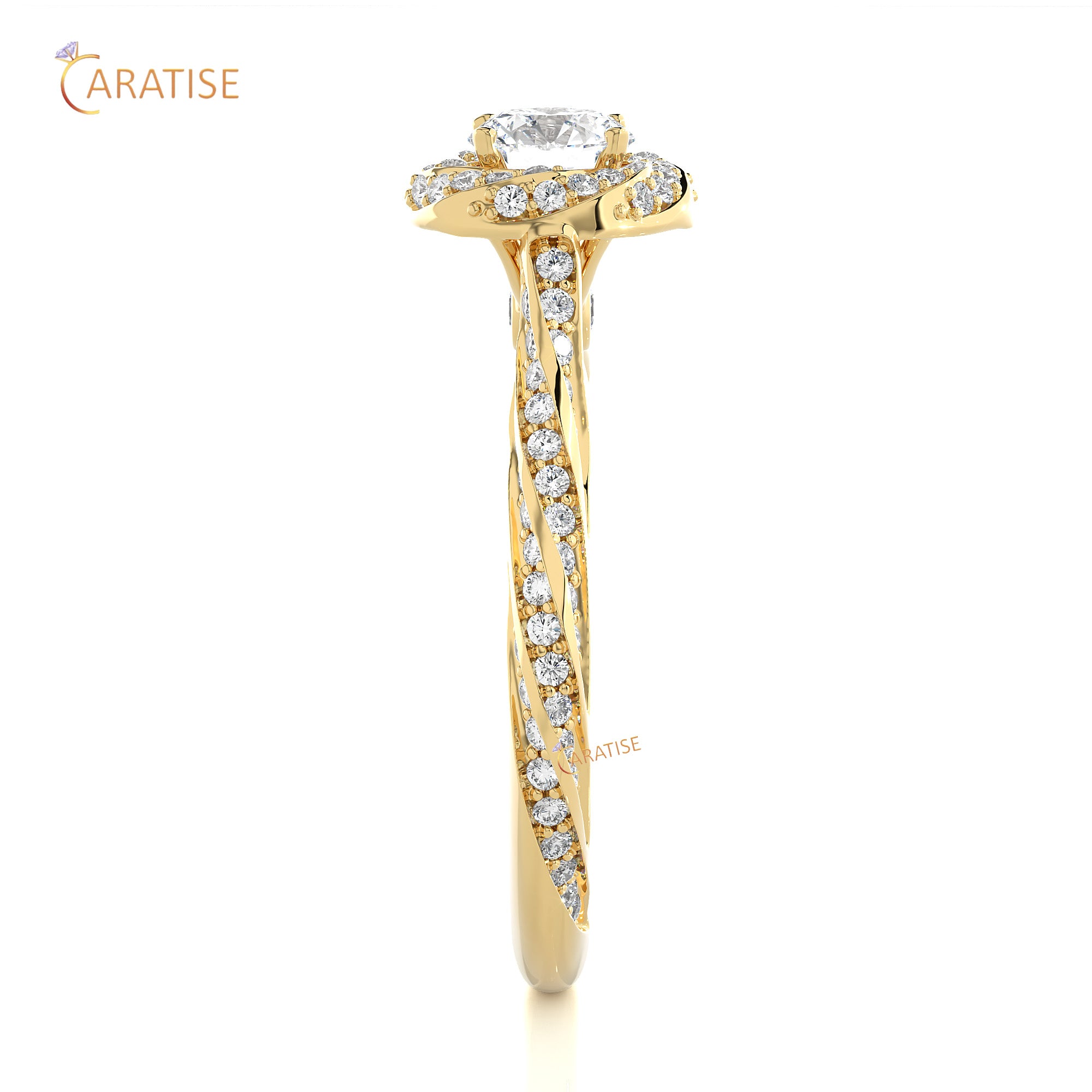 0.95 TDW Round Cut Moissanite Diamond Halo Ring 925 Silver