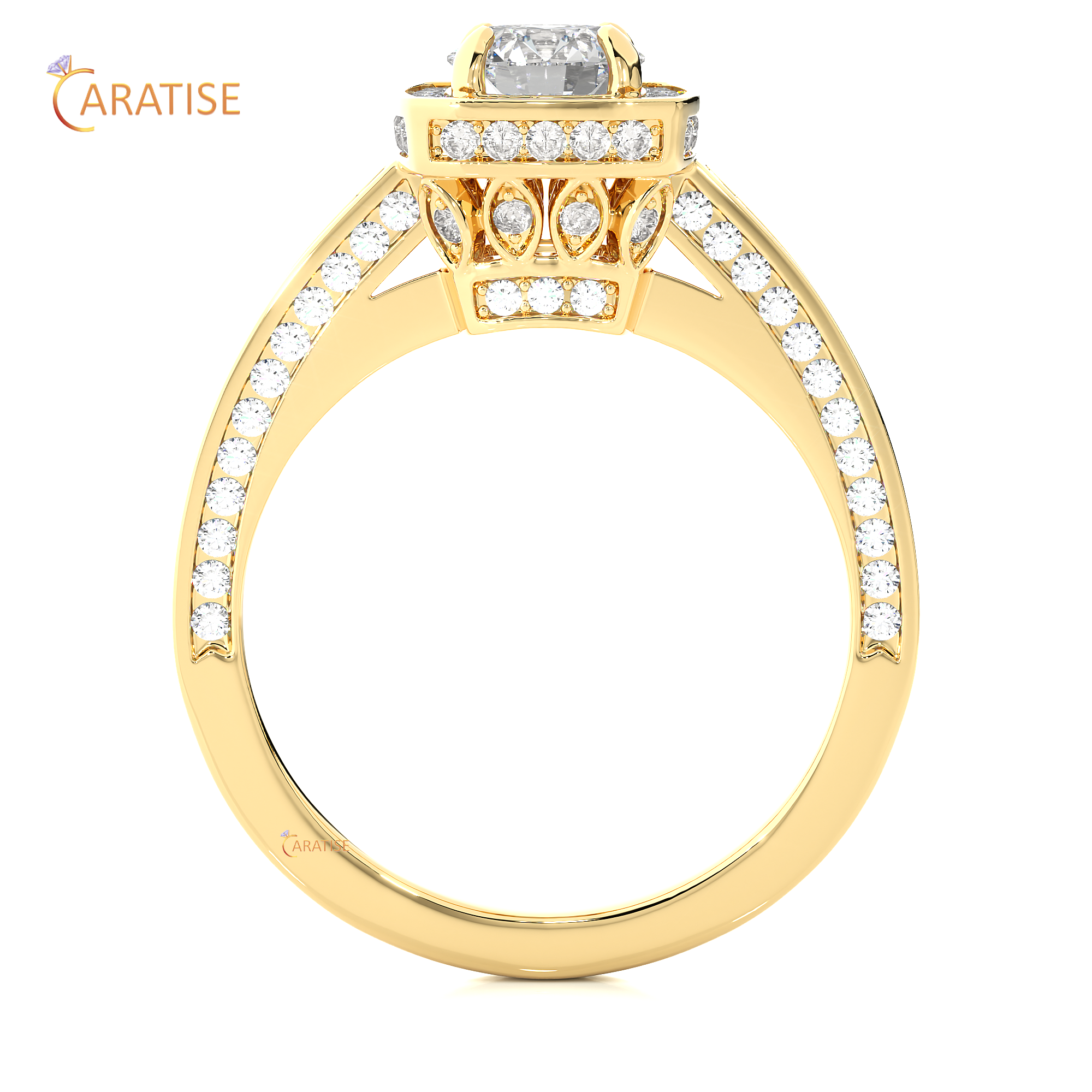 1.42 TDW Round Cut Moissanite Diamond Halo Ring 925 Silver