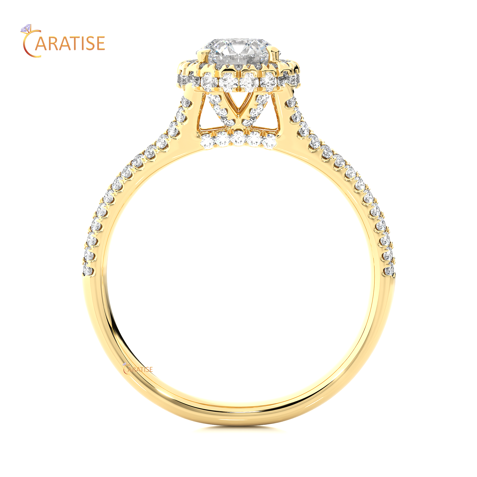 1.07 TDW Round Cut Moissanite Diamond Halo Ring 925 Silver