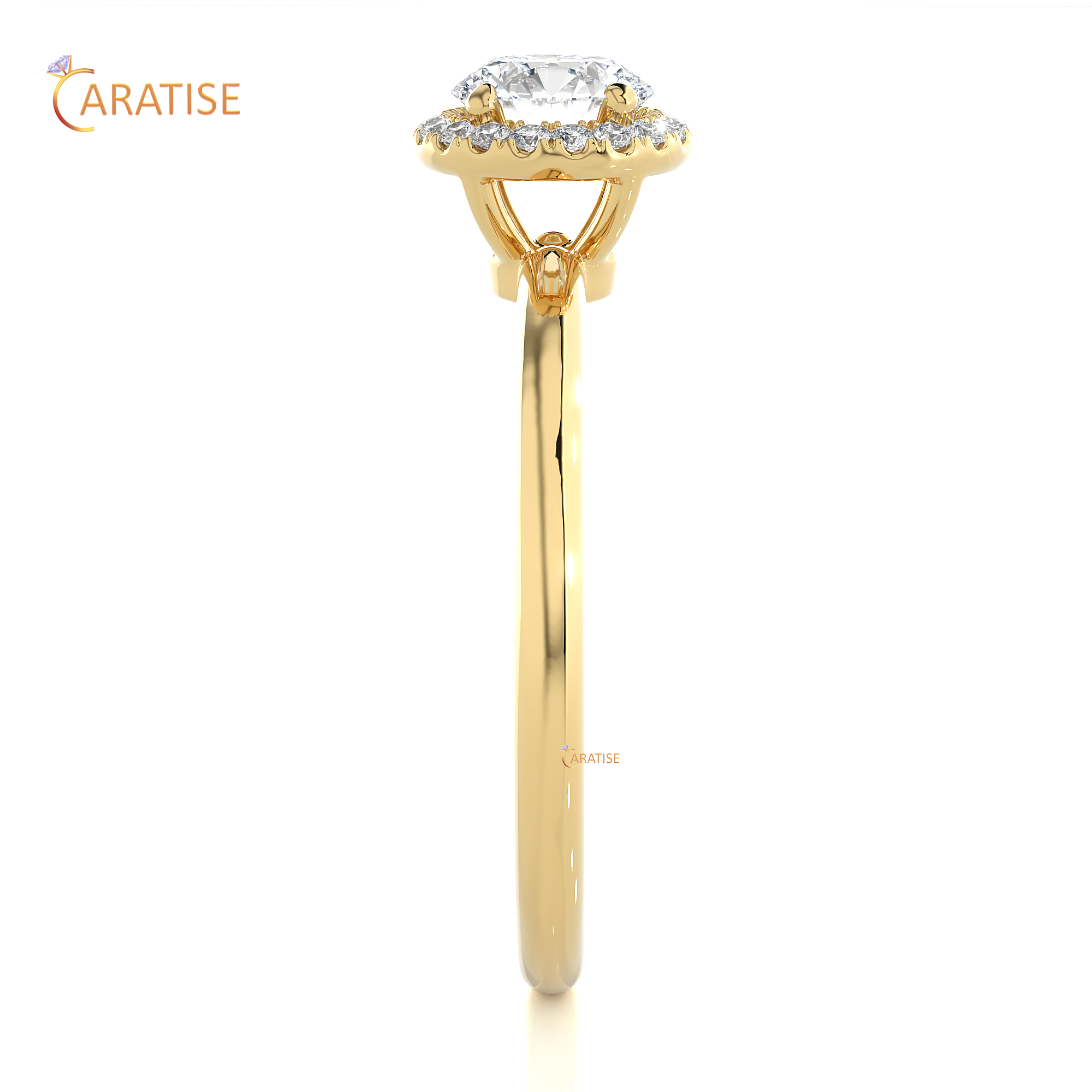 0.50 TDW Round Cut Moissanite Diamond Halo Ring 925 Silver