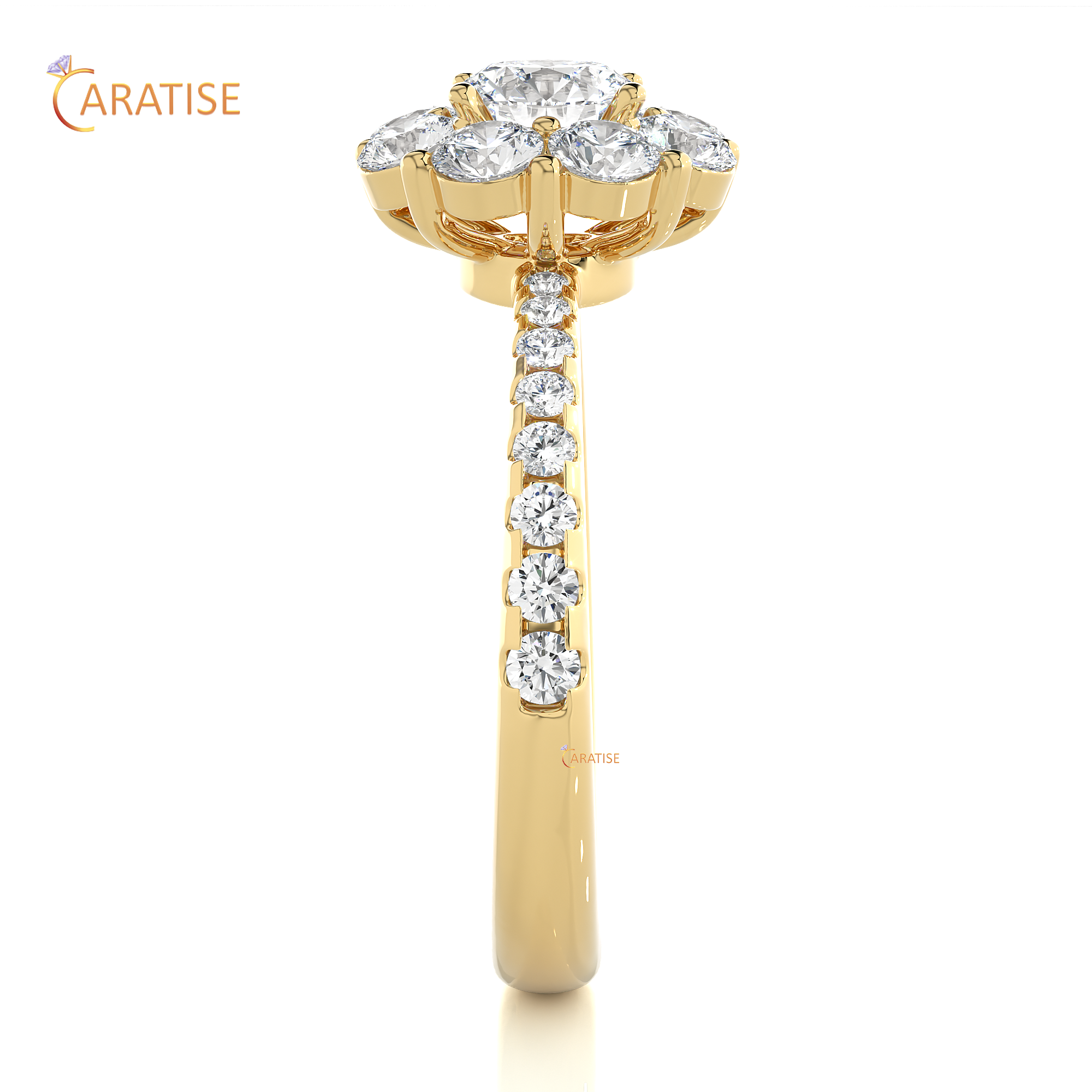 1.65 TDW Round Cut Moissanite Diamond Halo Ring 925 Silver