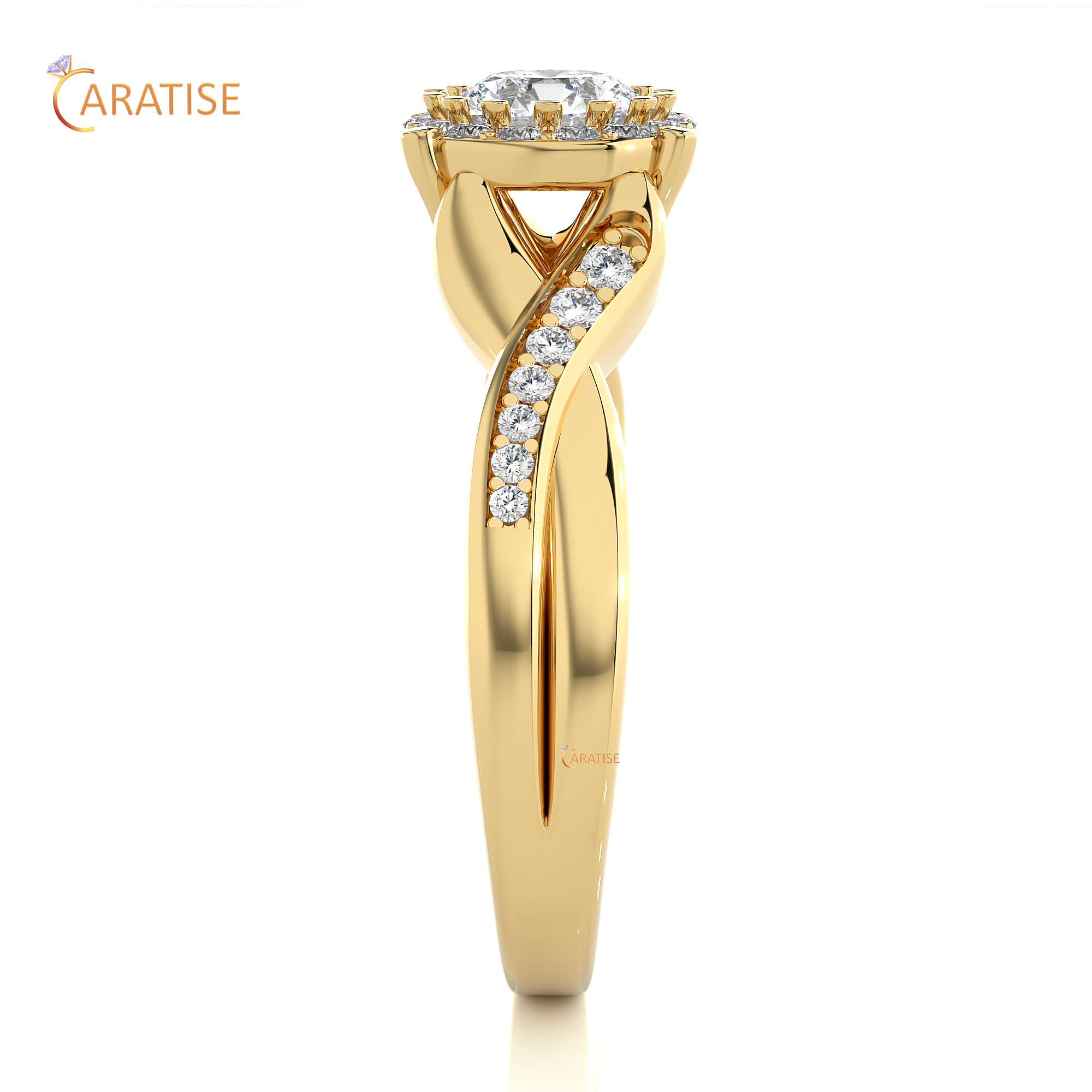 0.83 TDW Round Cut Moissanite Diamond Halo Ring 925 Silver