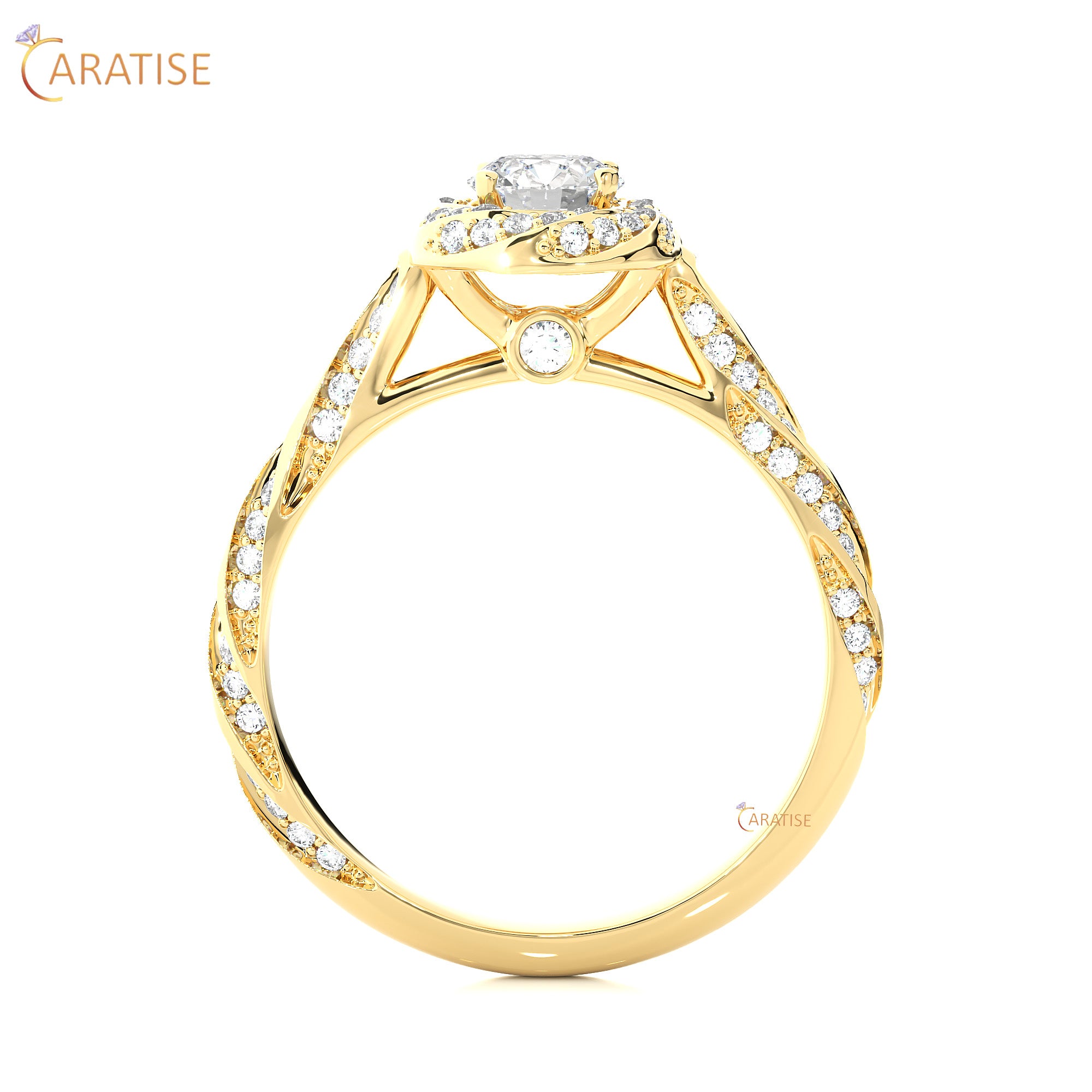 0.95 TDW Round Cut Moissanite Diamond Halo Ring 925 Silver