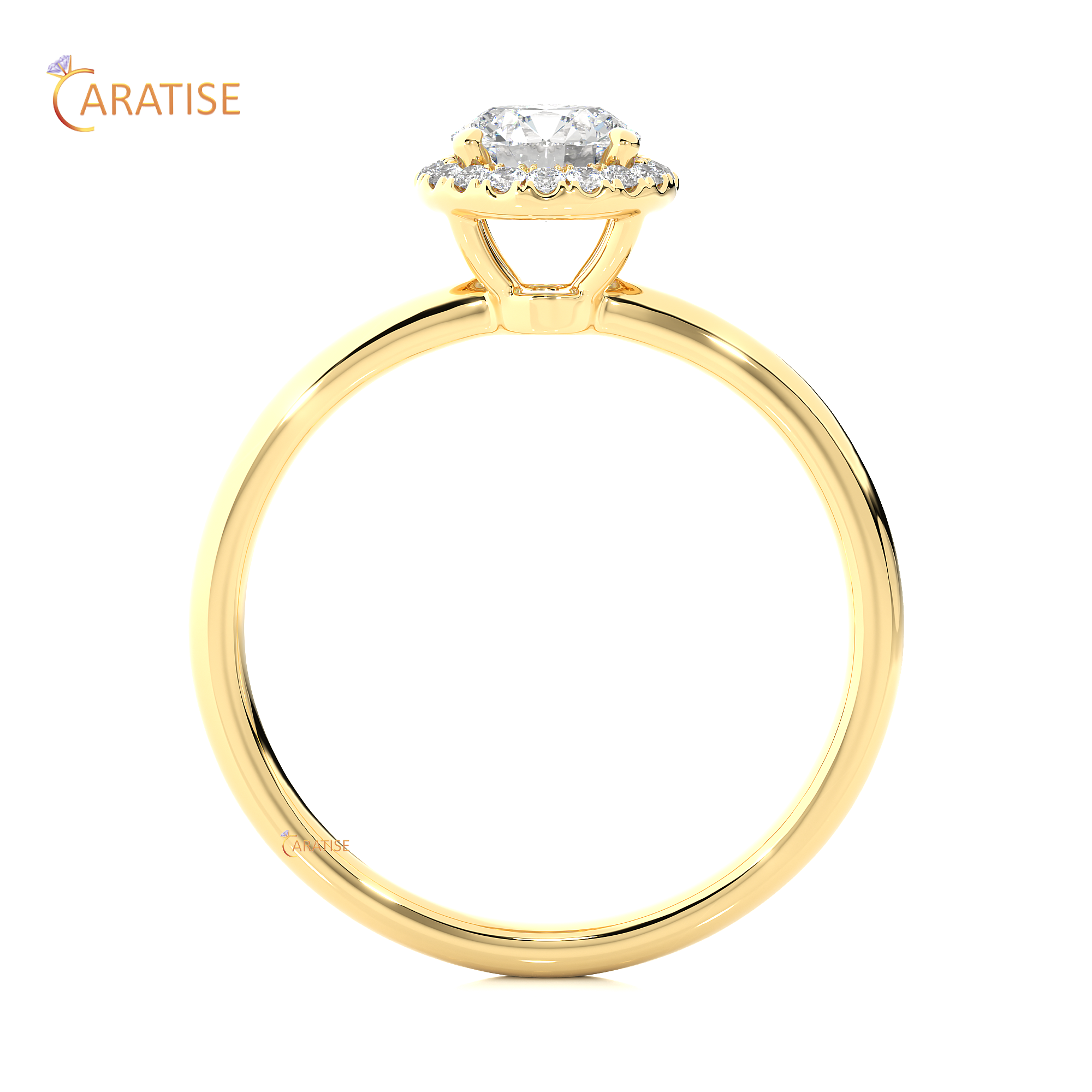 0.50 TDW Round Cut Moissanite Diamond Halo Ring 925 Silver