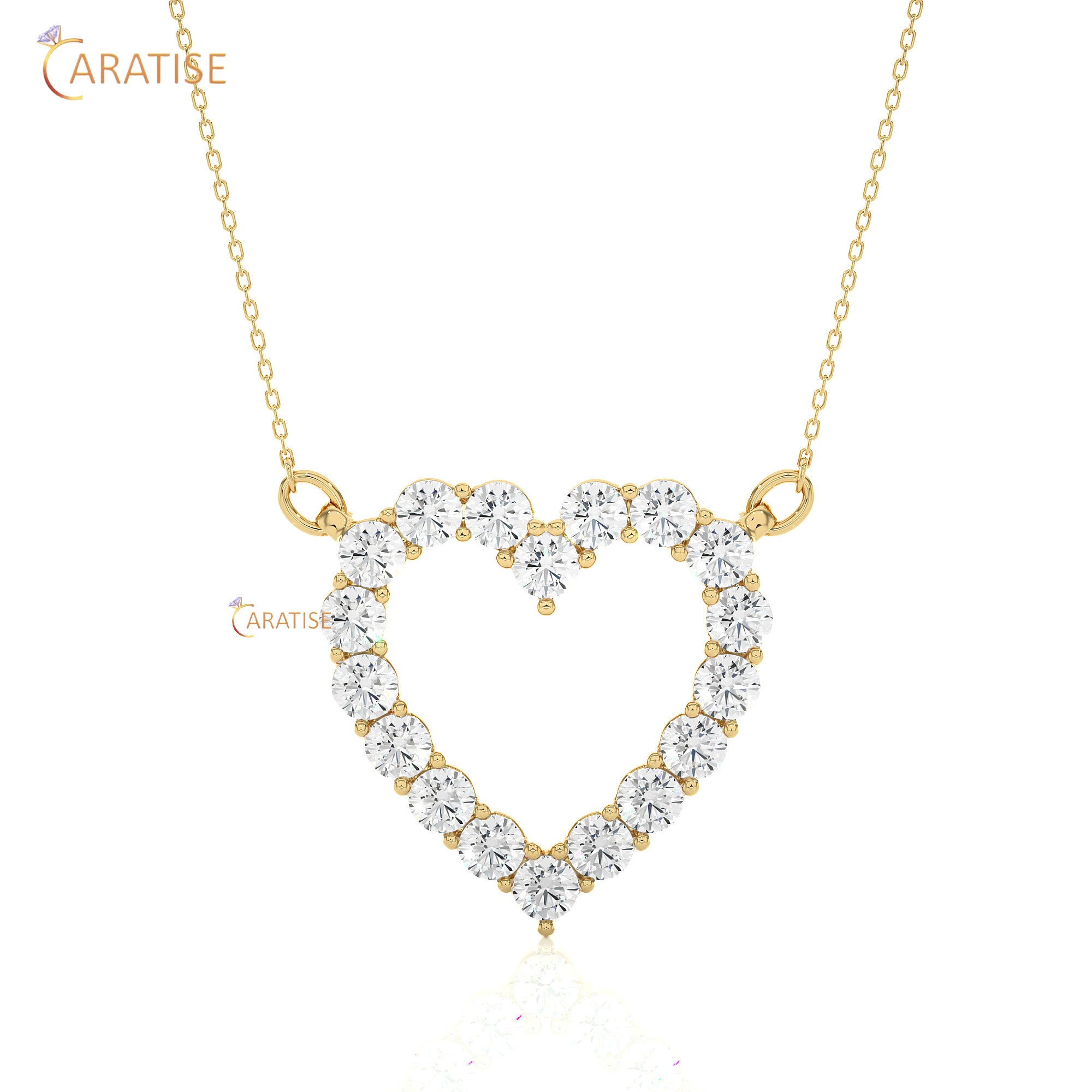 0.46 TDW Round Cut Moissanite Diamond Heart Pendant With Chain 925 Silver