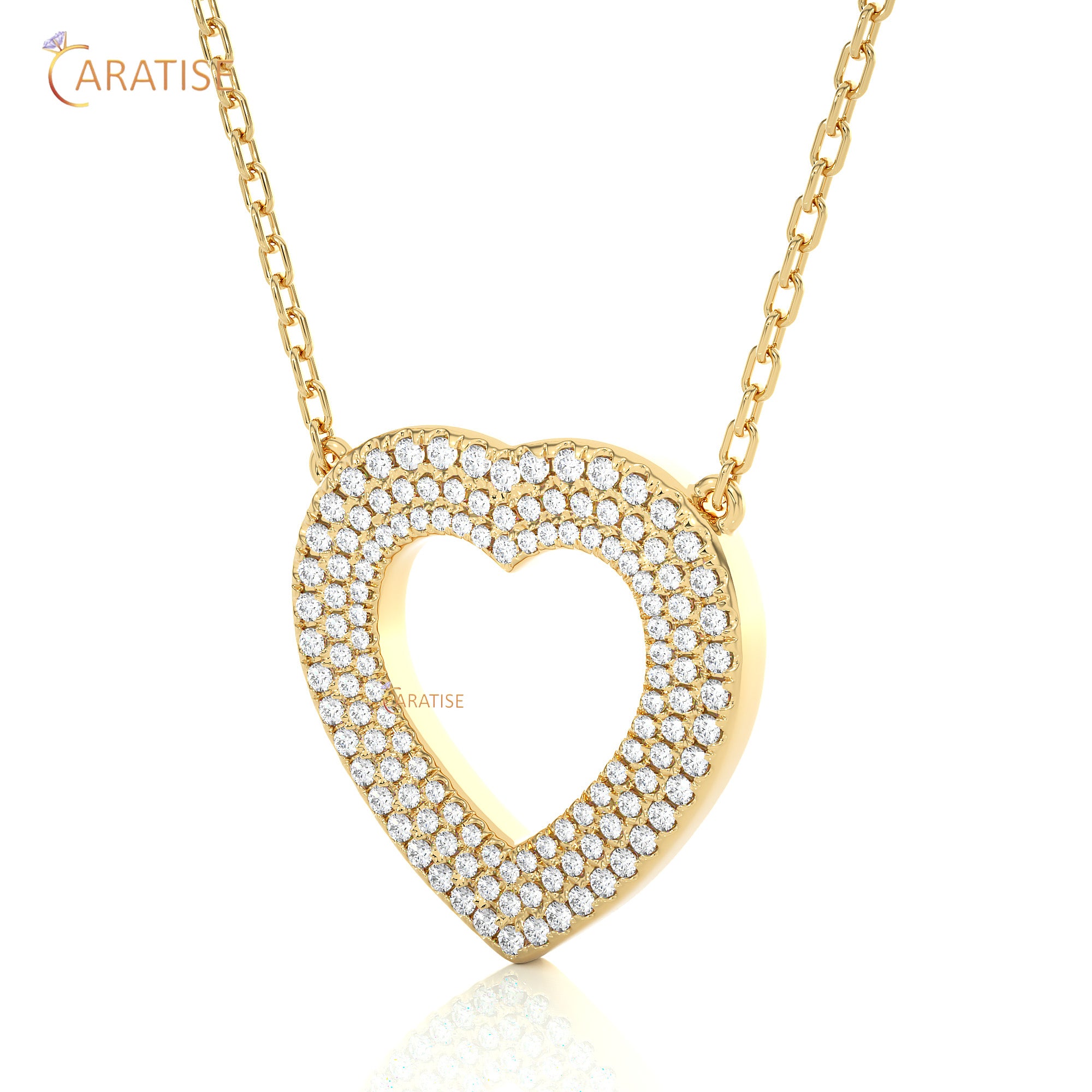 0.73 TDW Round Cut Moissanite Diamond Heart Pendant With Chain 925 Silver