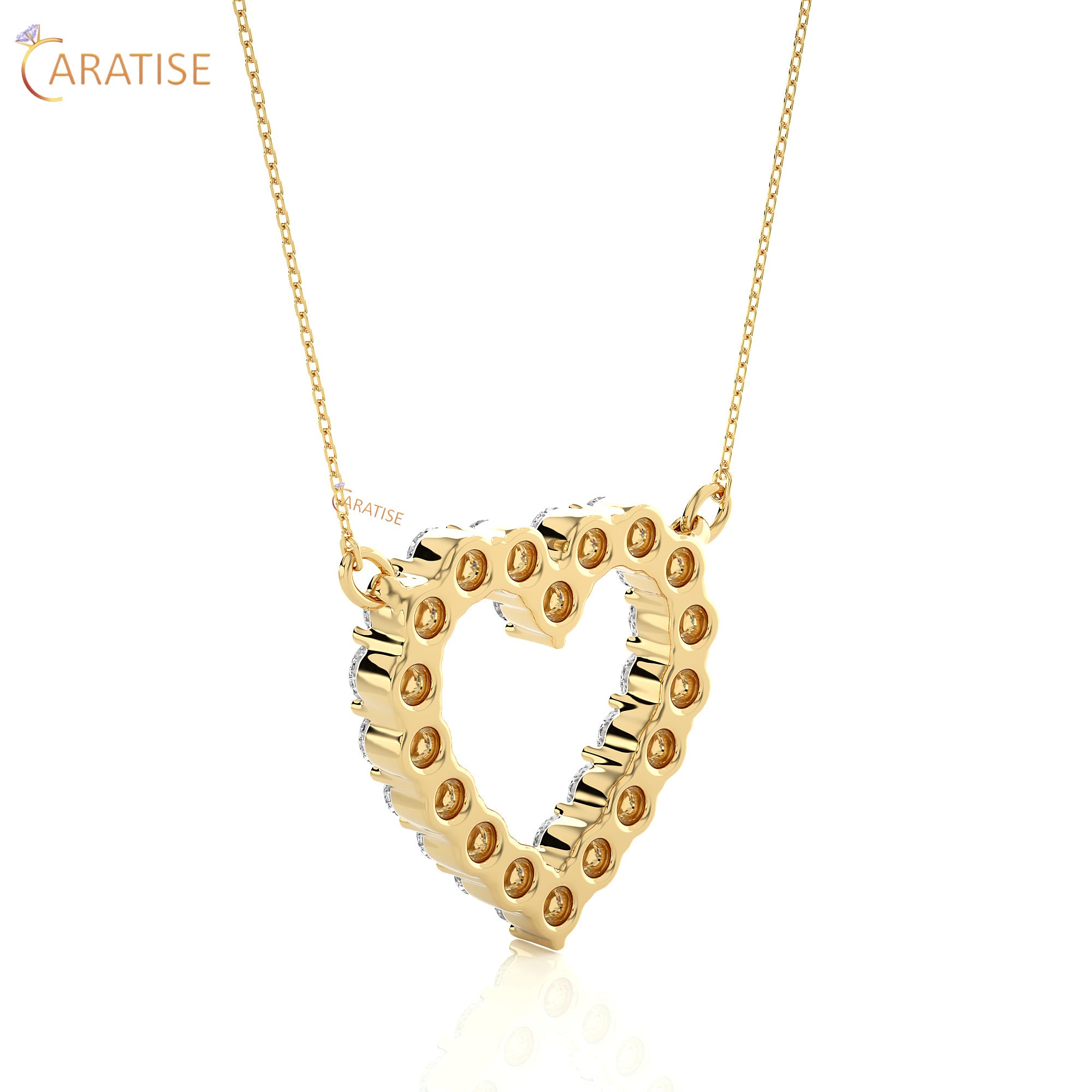 0.46 TDW Round Cut Moissanite Diamond Heart Pendant With Chain 925 Silver