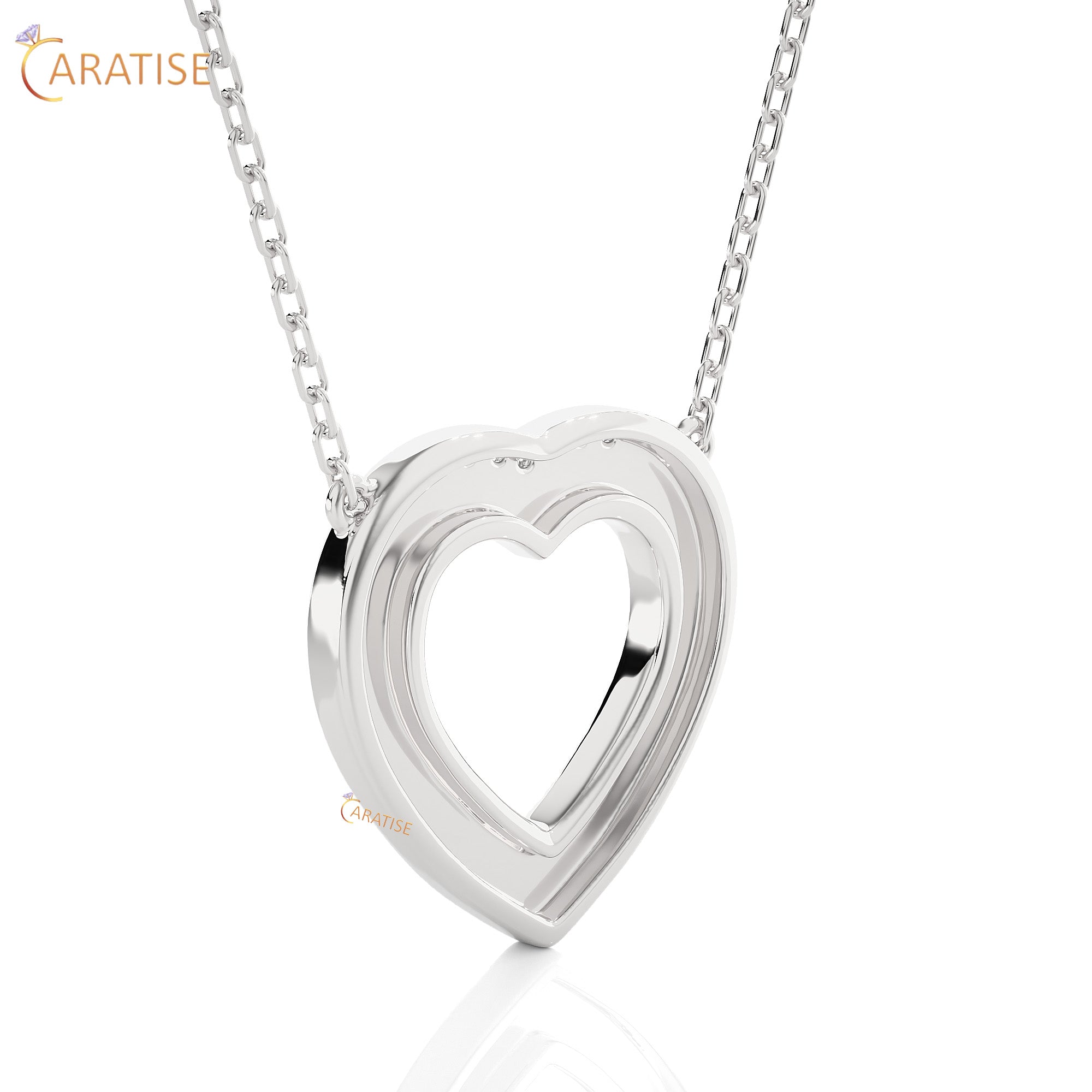 0.73 TDW Round Cut Moissanite Diamond Heart Pendant With Chain 925 Silver