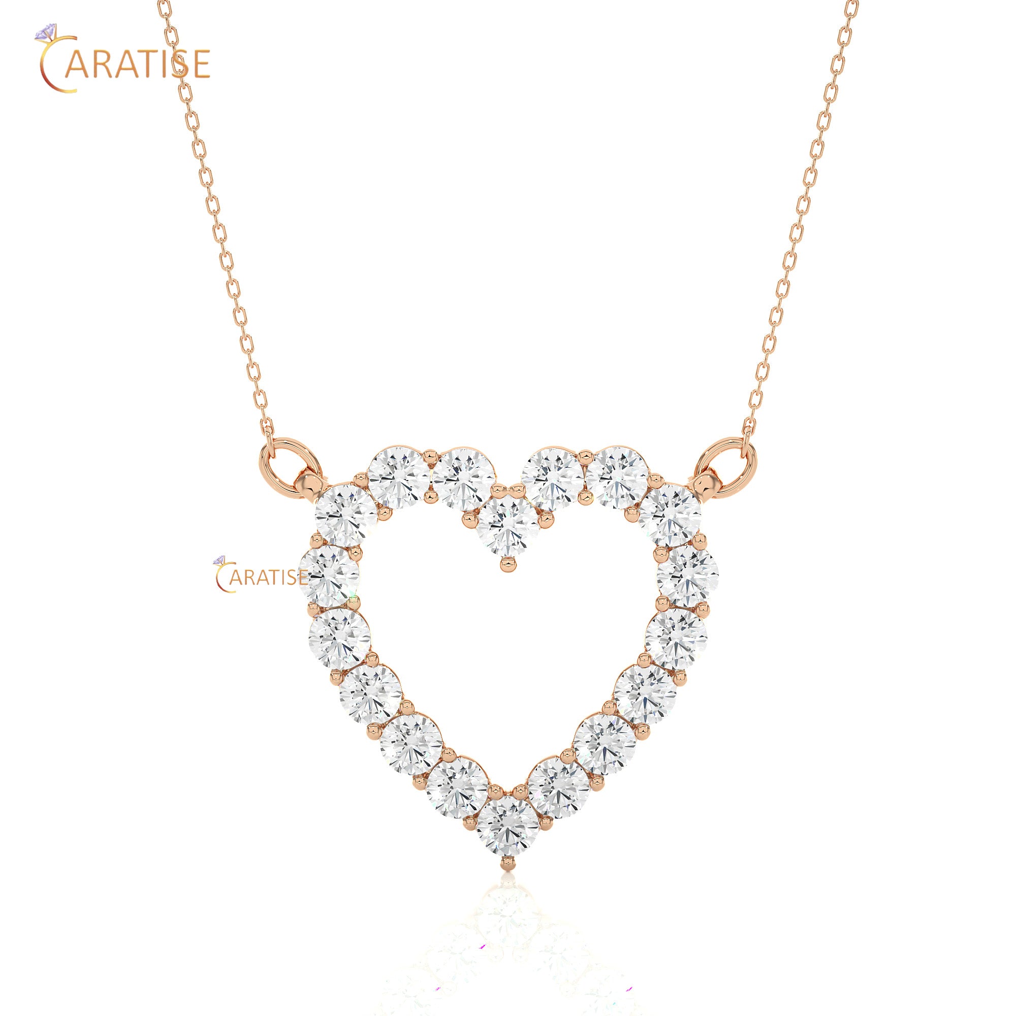 0.46 TDW Round Cut Moissanite Diamond Heart Pendant With Chain 925 Silver