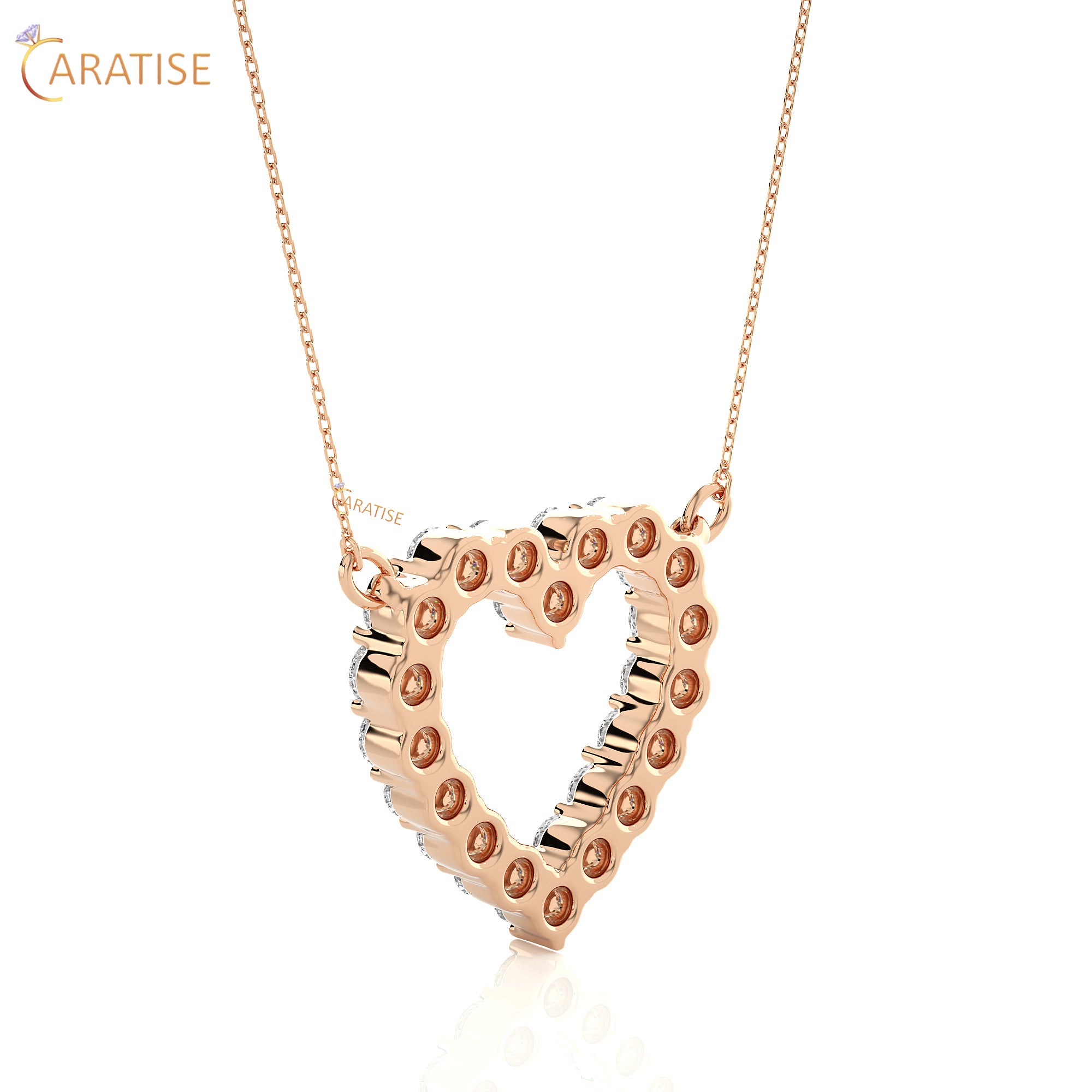 0.46 TDW Round Cut Moissanite Diamond Heart Pendant With Chain 925 Silver