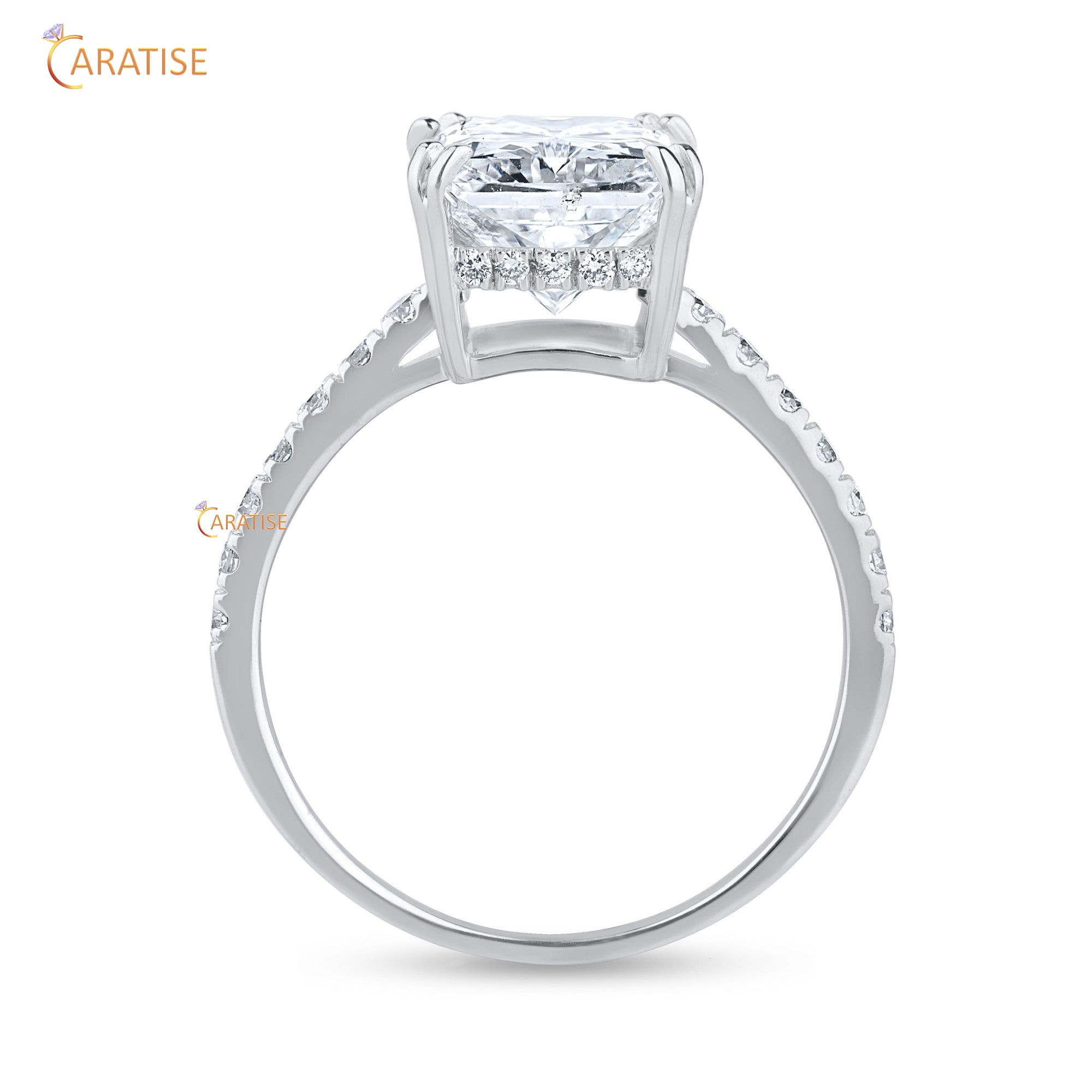 4.30 TDW Radiant & Round Cut Moissanite Diamond Engagement Ring 925 Silver