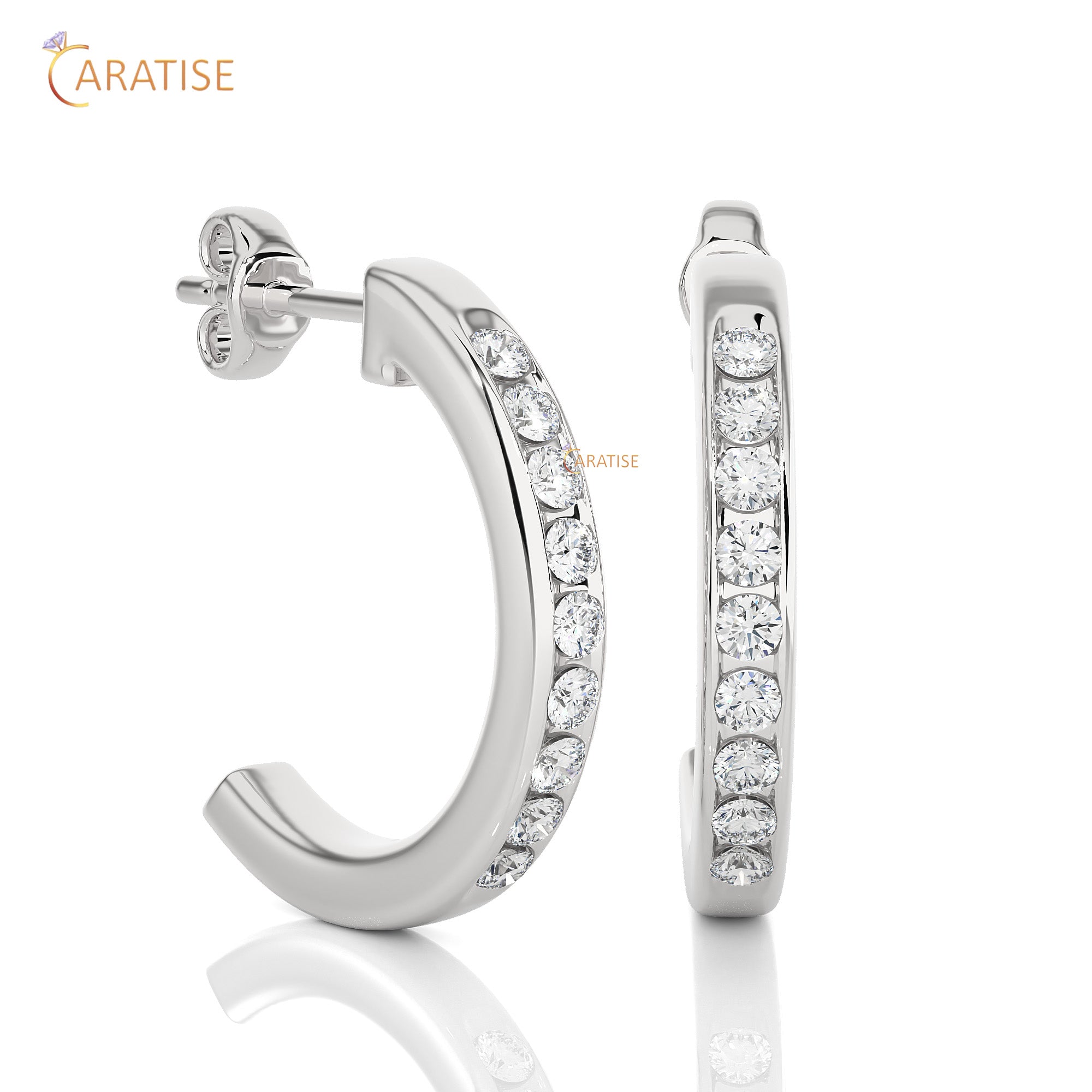 0.46 TDW Round Cut Moissanite Diamond Earring 925 Silver