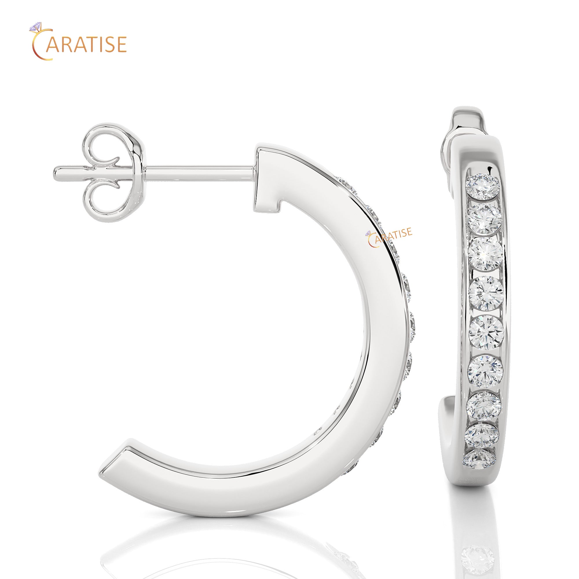 0.46 TDW Round Cut Moissanite Diamond Earring 925 Silver