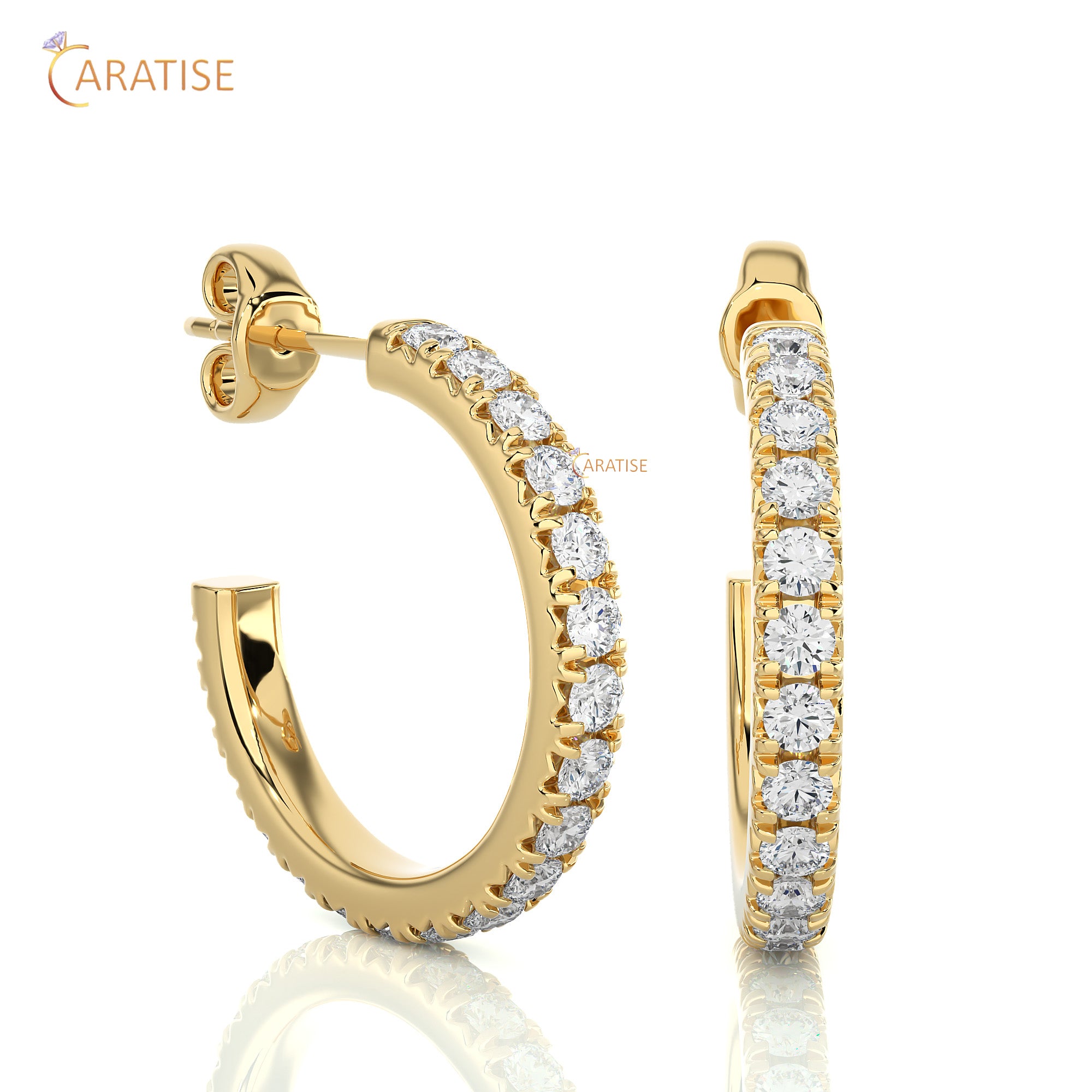 0.70 TDW Round Cut Moissanite Diamond Hoop Earring 925 Silver