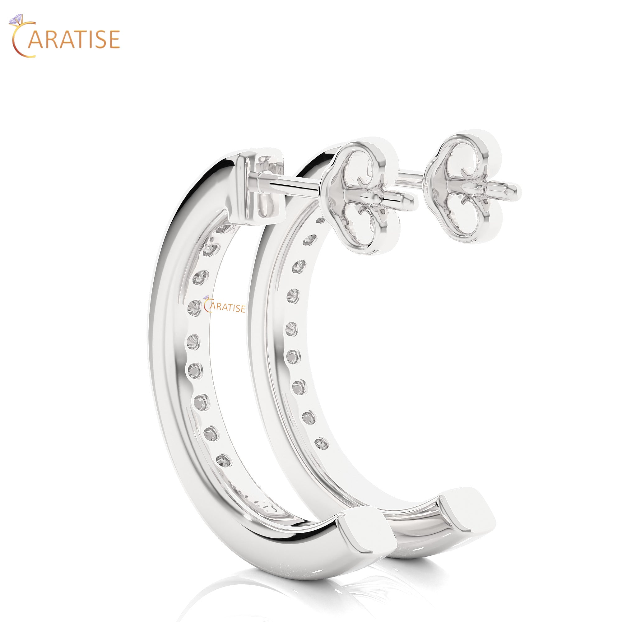 0.46 TDW Round Cut Moissanite Diamond Earring 925 Silver