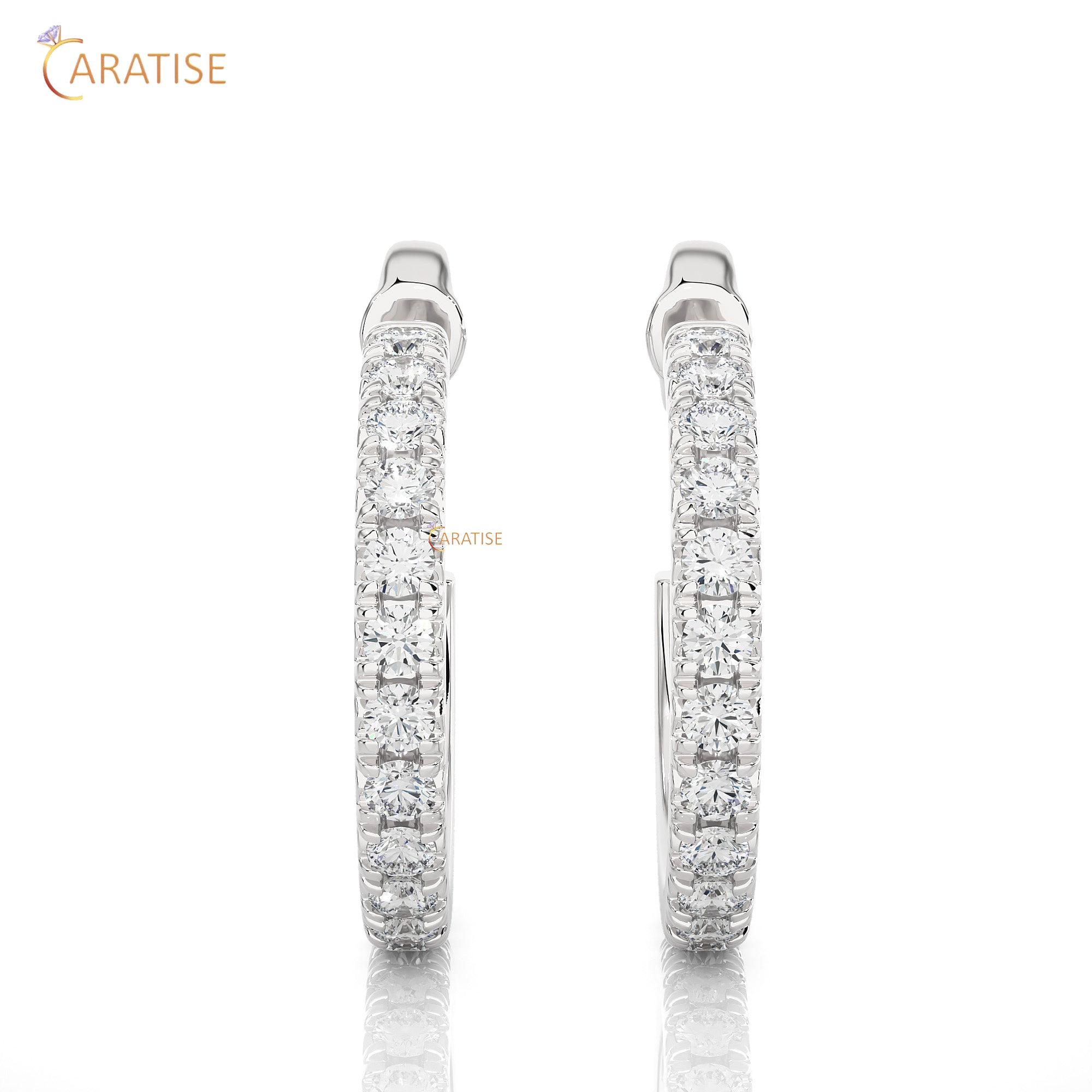 0.70 TDW Round Cut Moissanite Diamond Hoop Earring 925 Silver