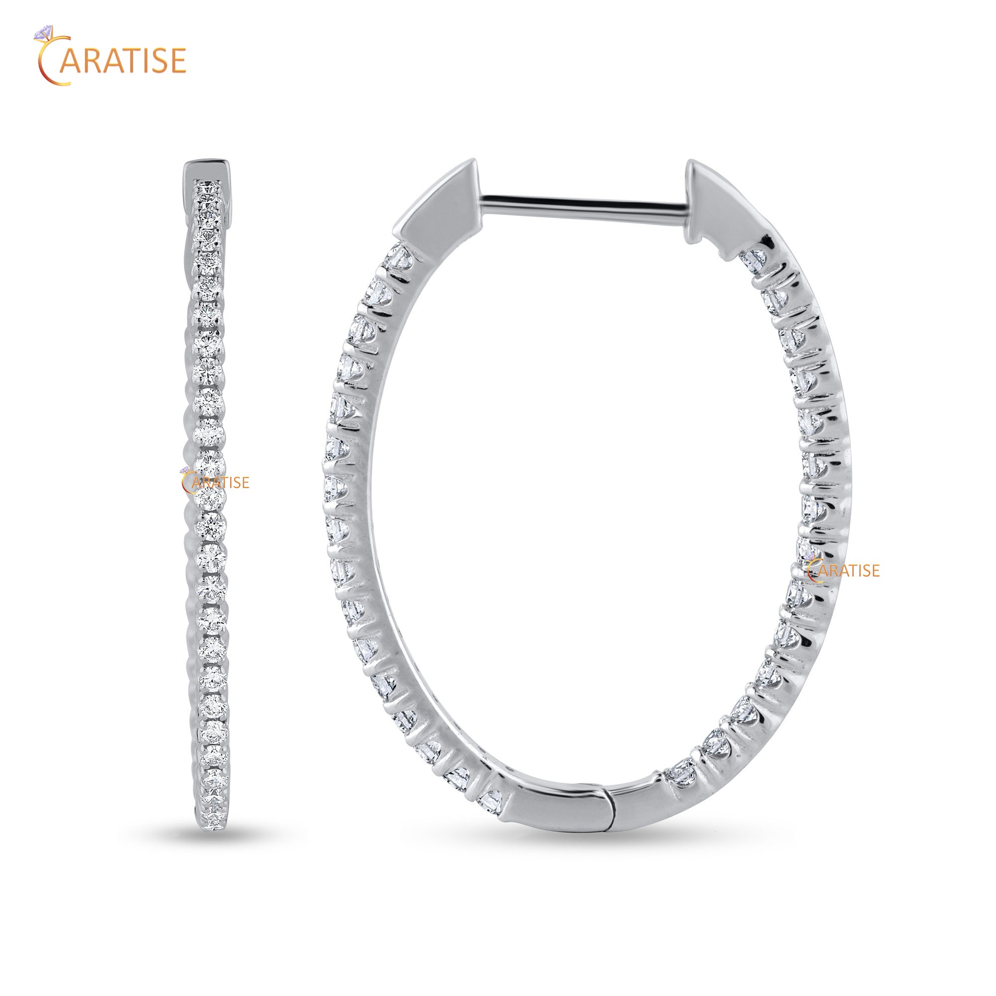 4.50 TDW Round Cut Moissanite Diamond Women's Hoop Earring 925 Silver