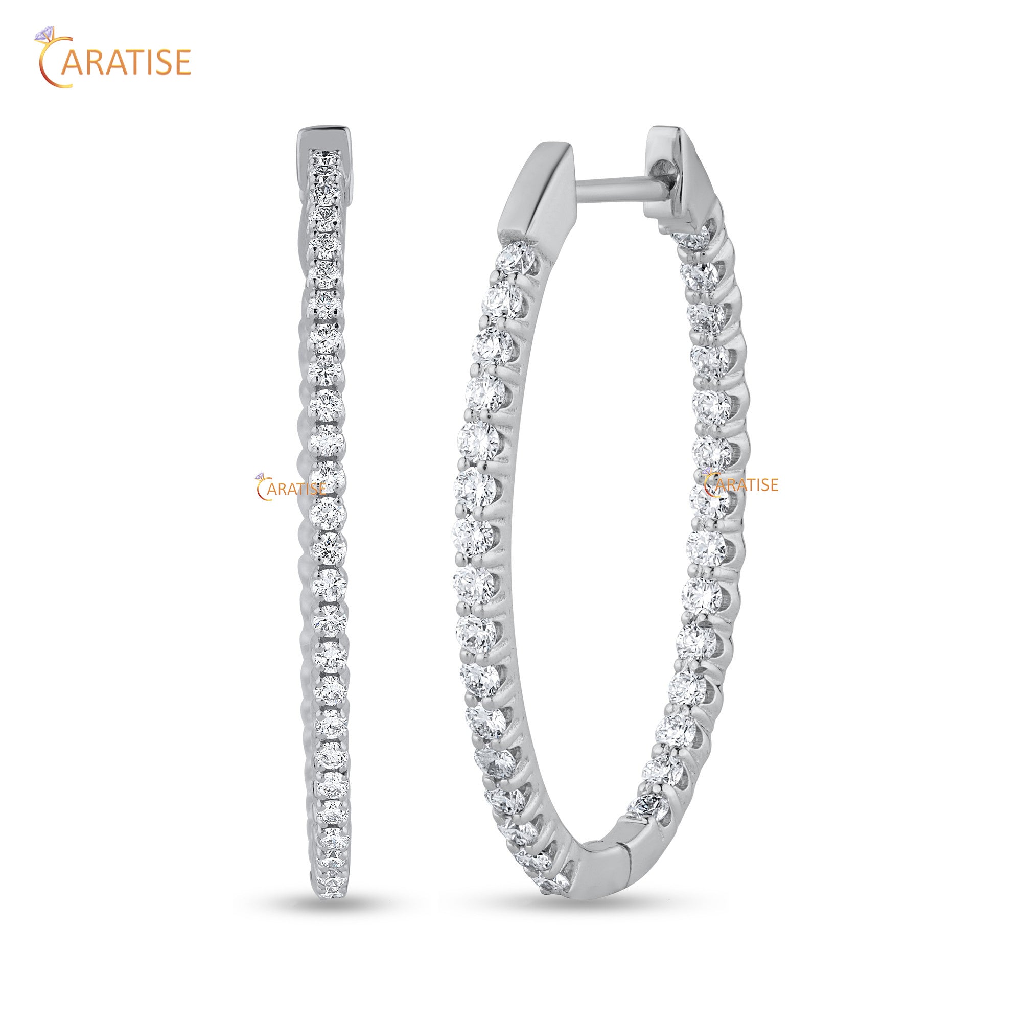 4.50 TDW Round Cut Moissanite Diamond Women's Hoop Earring 925 Silver