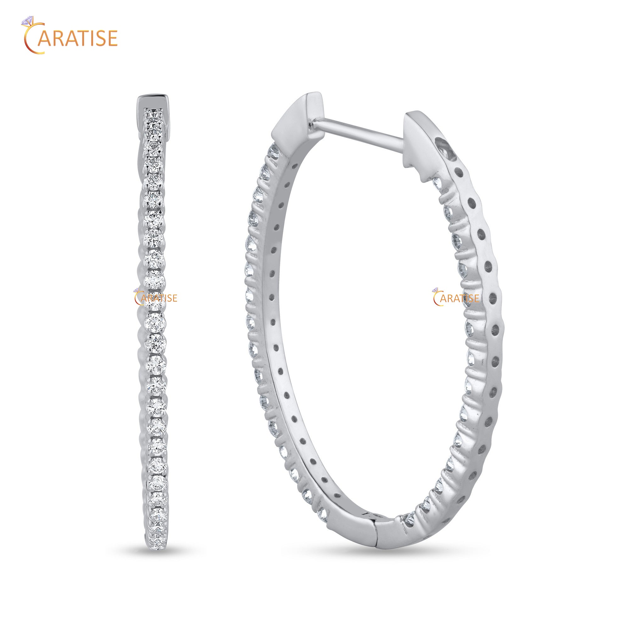 4.50 TDW Round Cut Moissanite Diamond Women's Hoop Earring 925 Silver