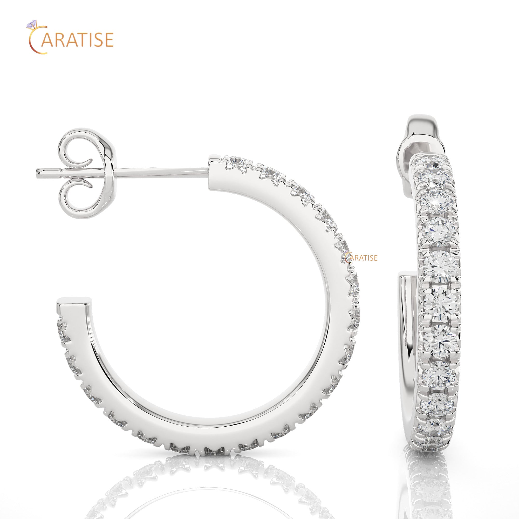 0.70 TDW Round Cut Moissanite Diamond Hoop Earring 925 Silver