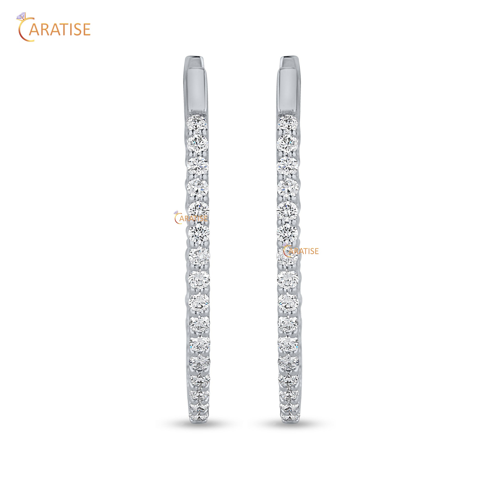 4.80 TDW Round Cut Moissanite Diamond Hoop Earring 925 Silver
