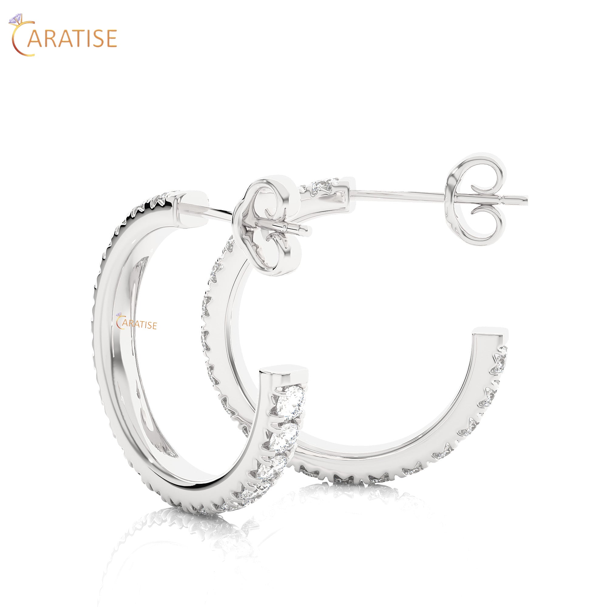 0.70 TDW Round Cut Moissanite Diamond Hoop Earring 925 Silver