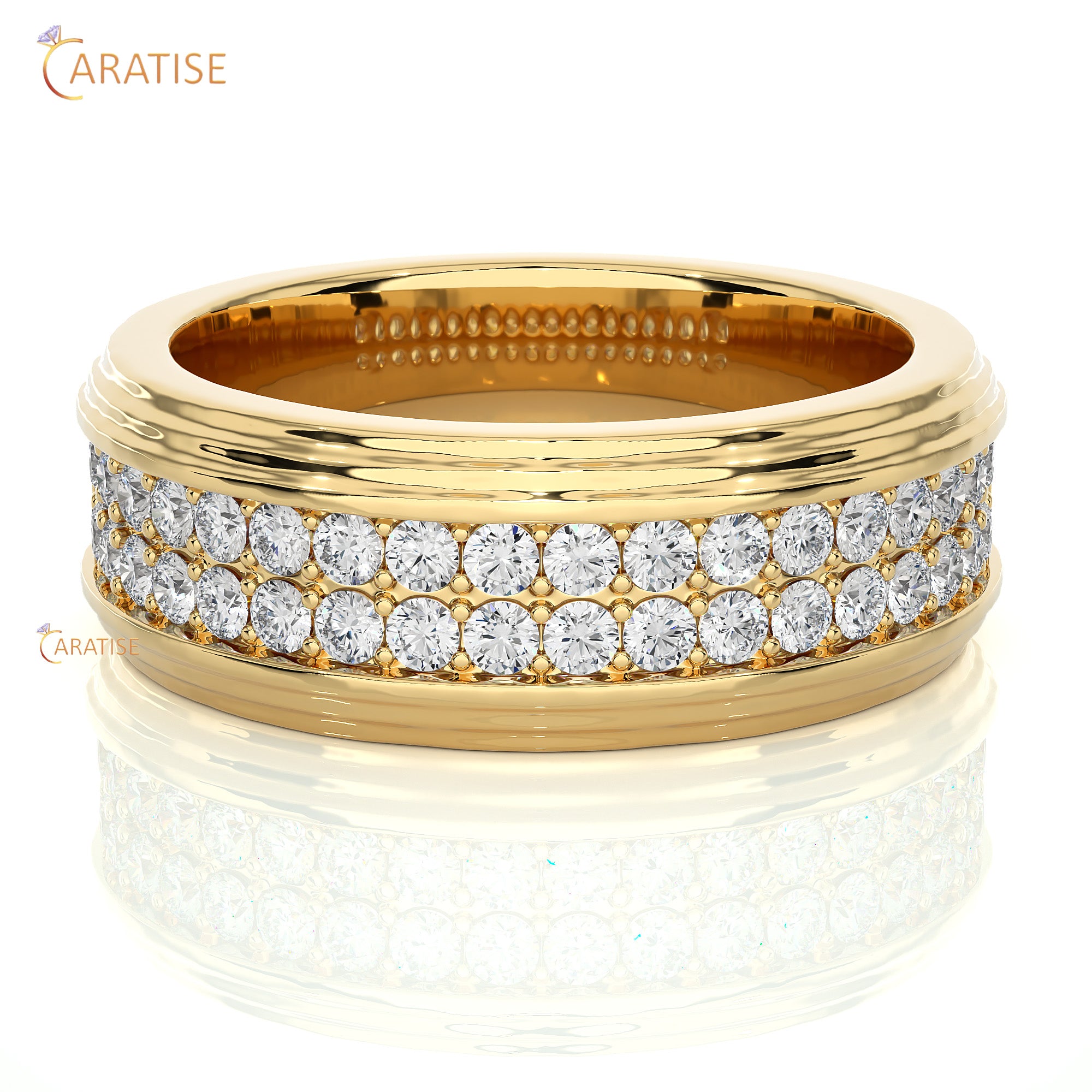 1.03 TDW Round Cut Mossiante Diamond Men's Band Ring 925 Silver