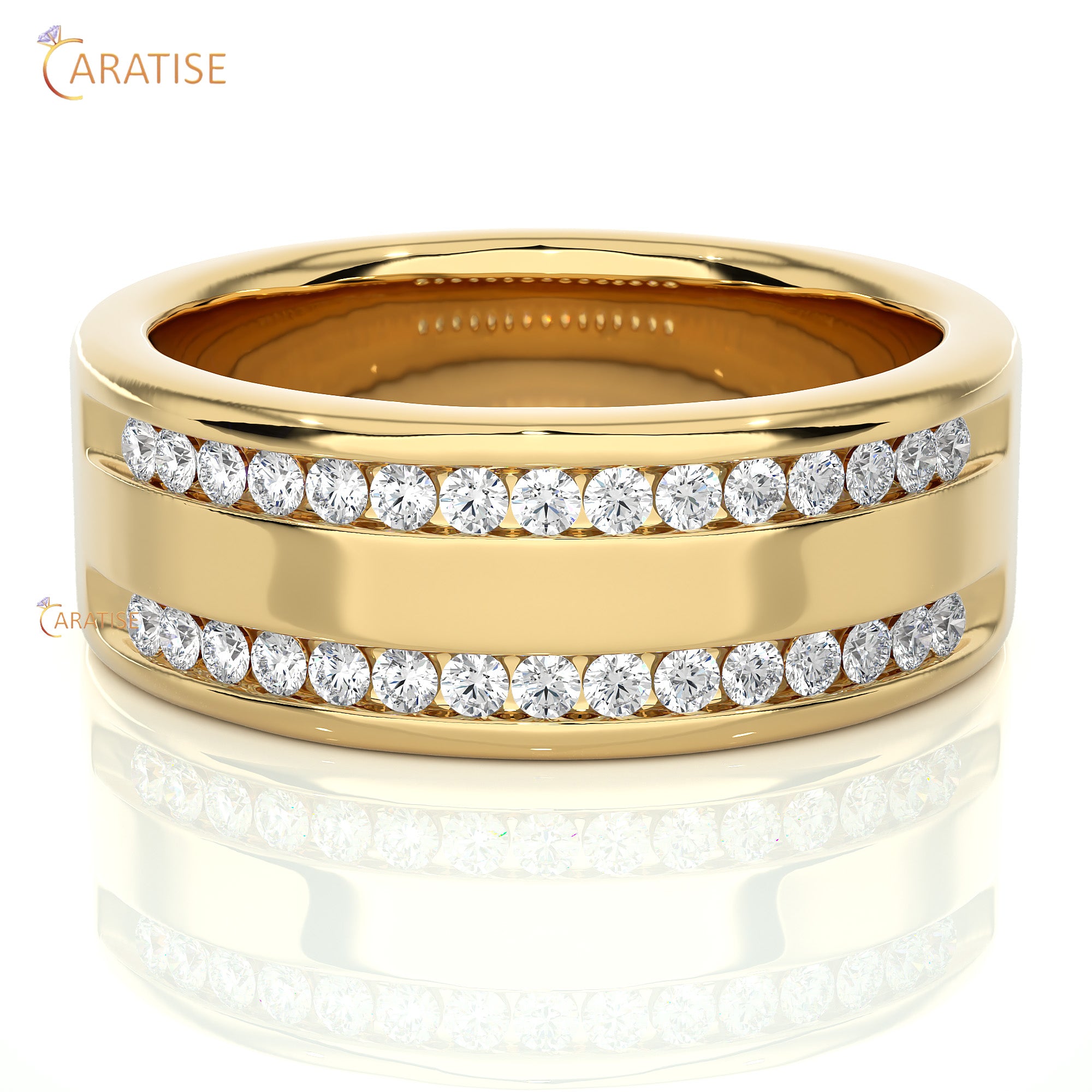 0.46 TDW Round Cut Mossiante Diamond Men's Band Ring 925 Silver