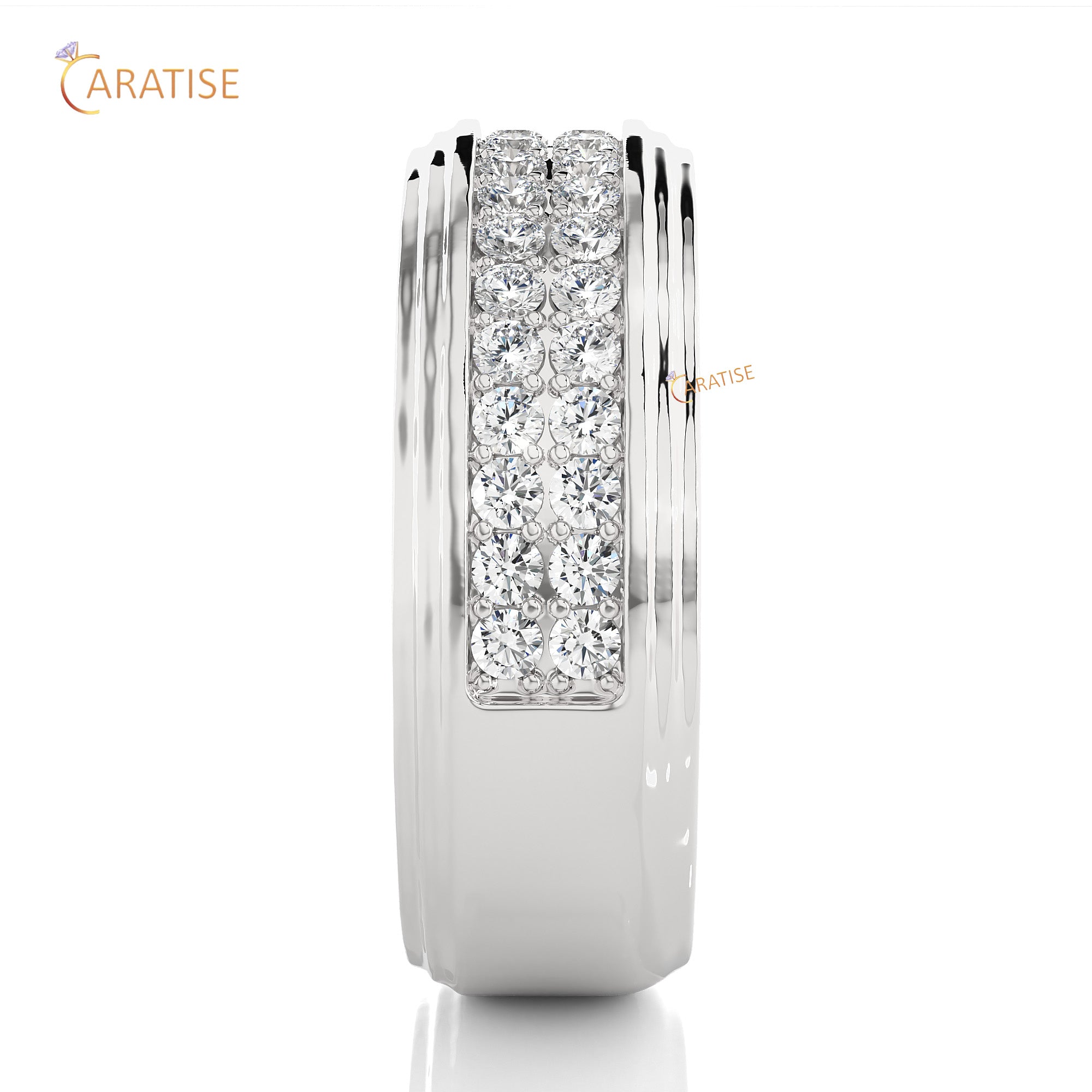 1.03 TDW Round Cut Mossiante Diamond Men's Band Ring 925 Silver