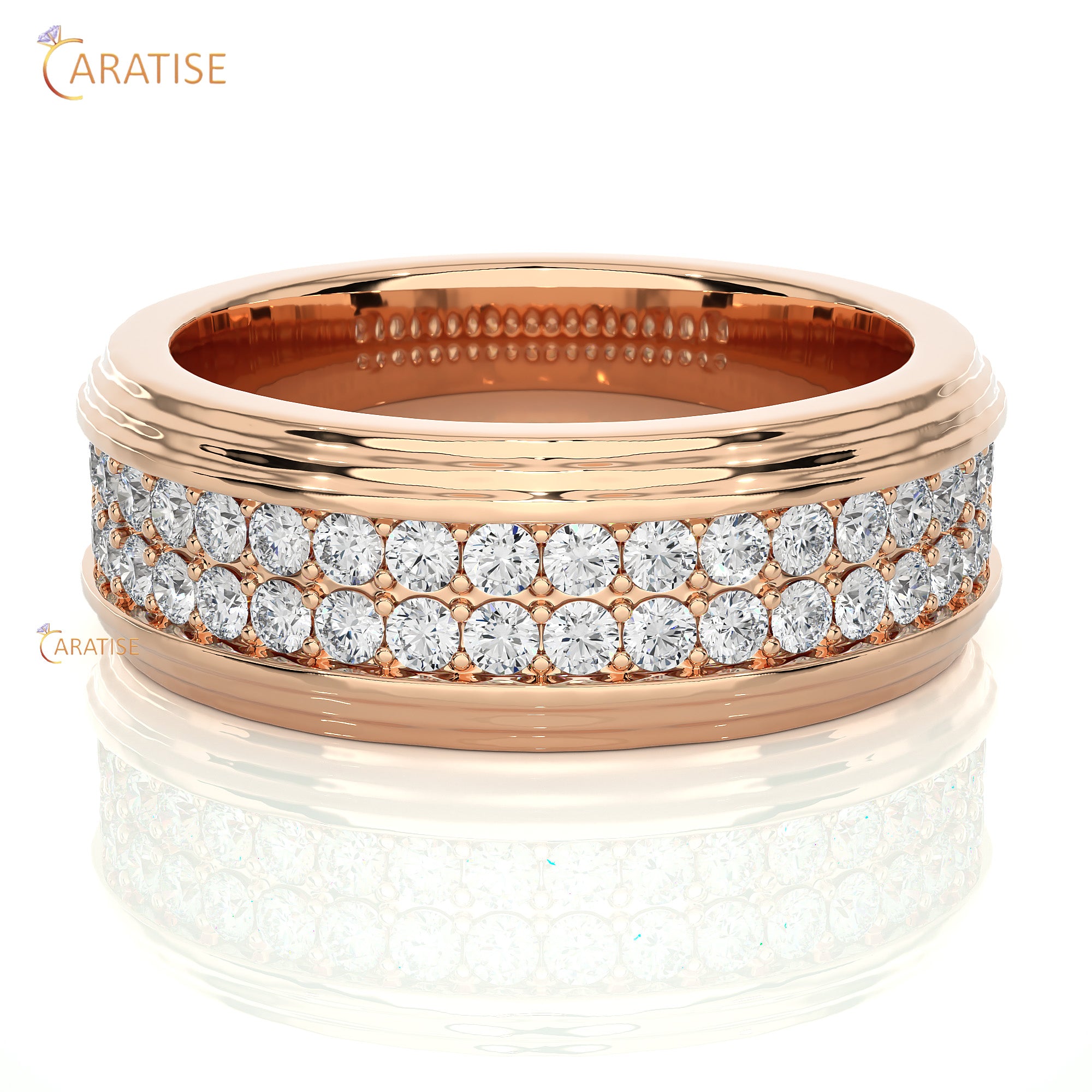 1.03 TDW Round Cut Mossiante Diamond Men's Band Ring 925 Silver