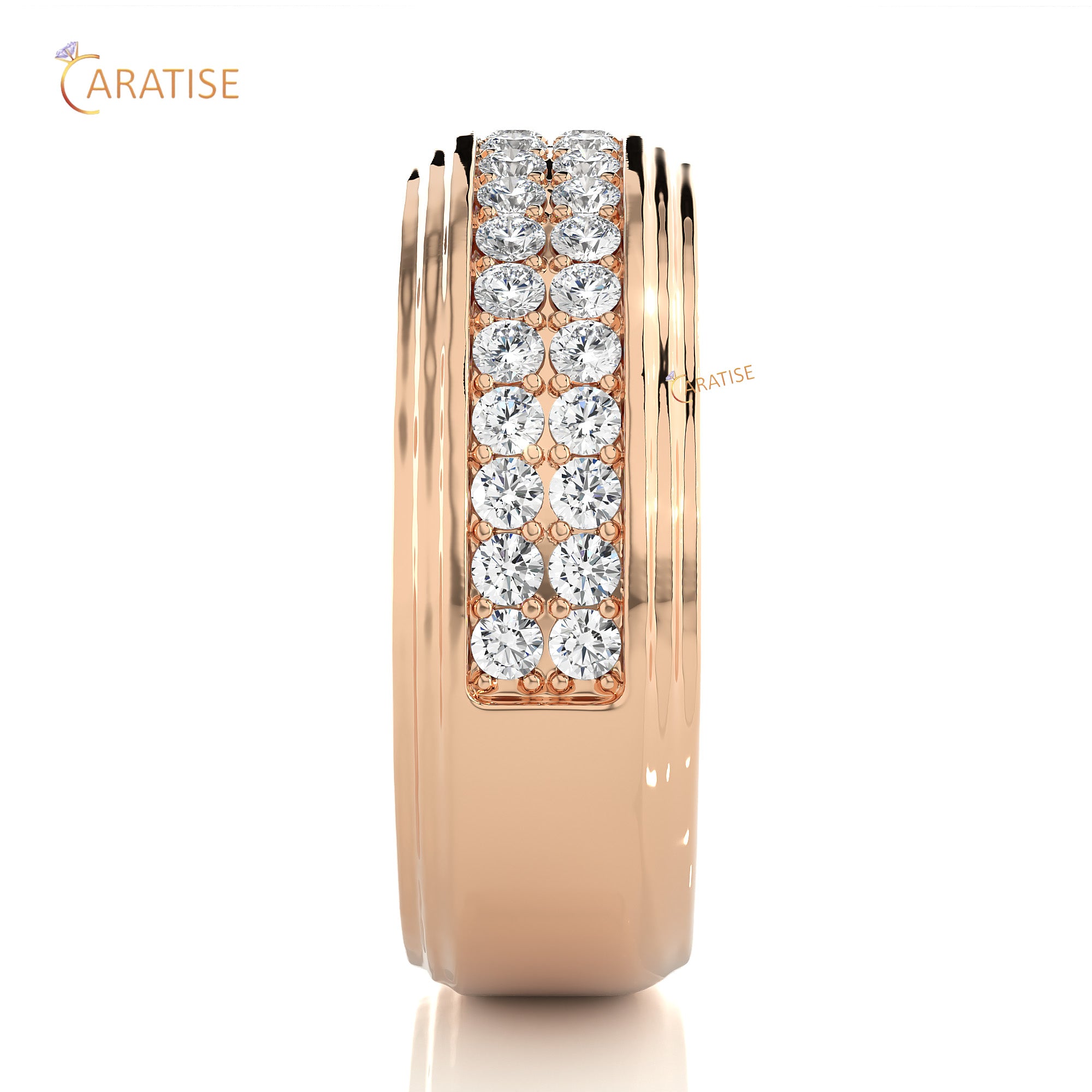 1.03 TDW Round Cut Mossiante Diamond Men's Band Ring 925 Silver