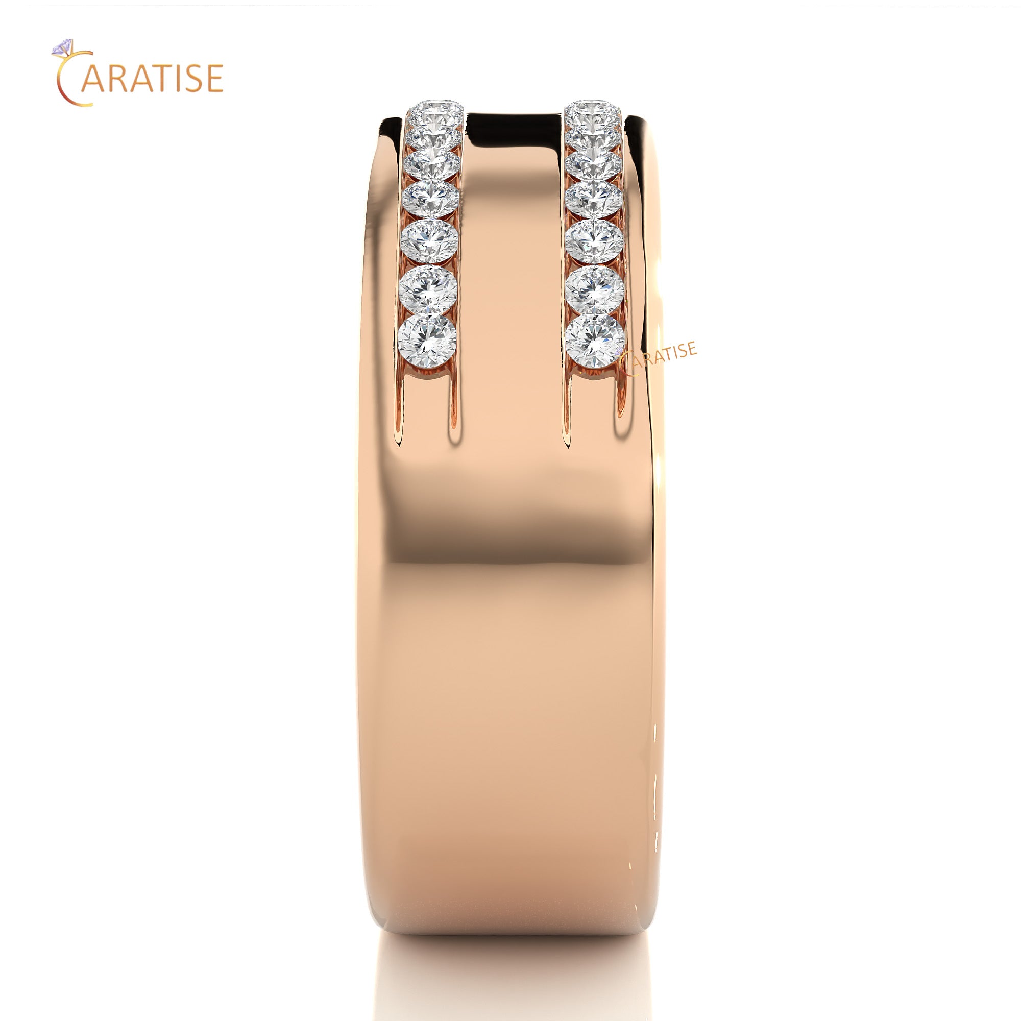 0.46 TDW Round Cut Mossiante Diamond Men's Band Ring 925 Silver