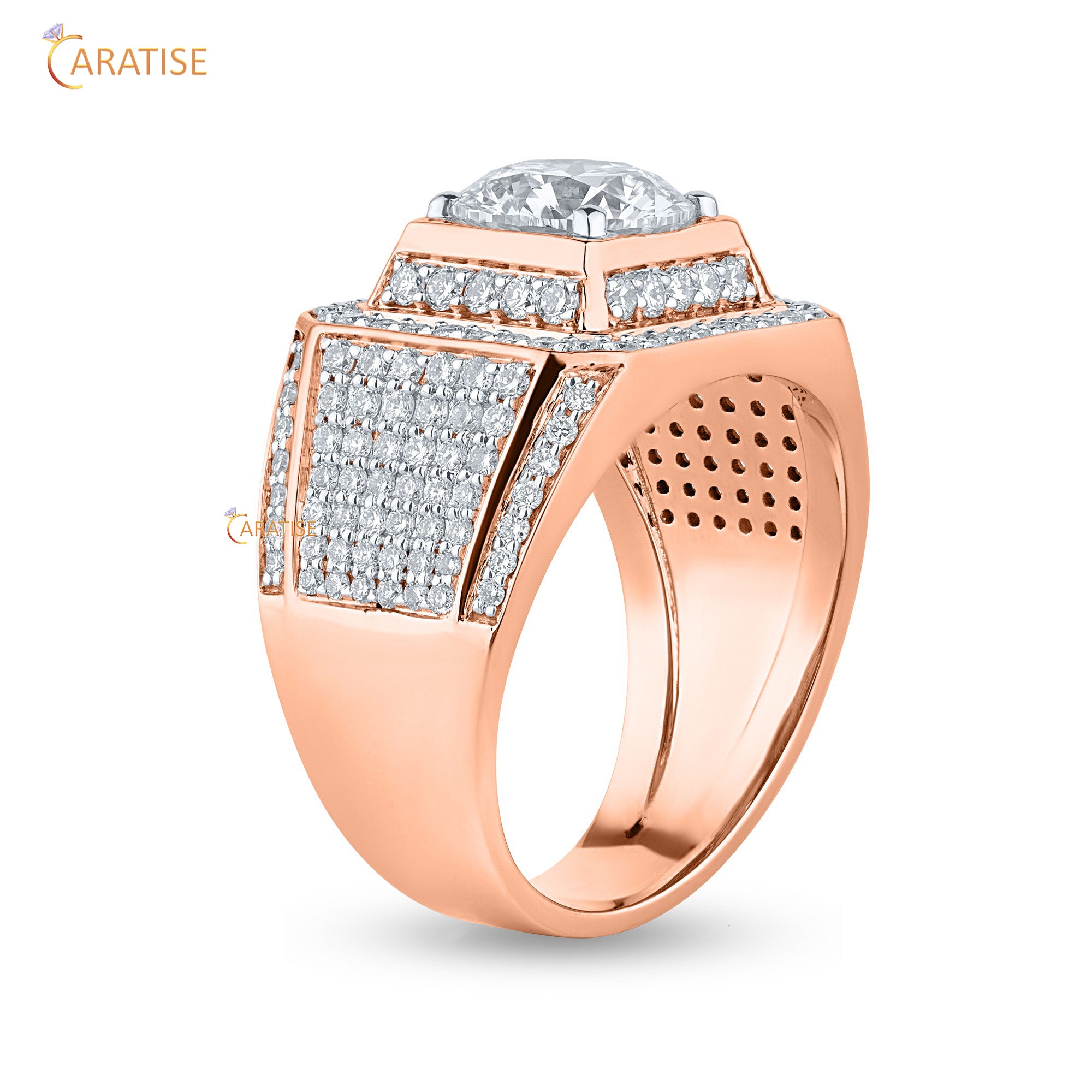 3.52 TDW Round Cut Mossiante Diamond Men's Engagement  Ring 925 Silver