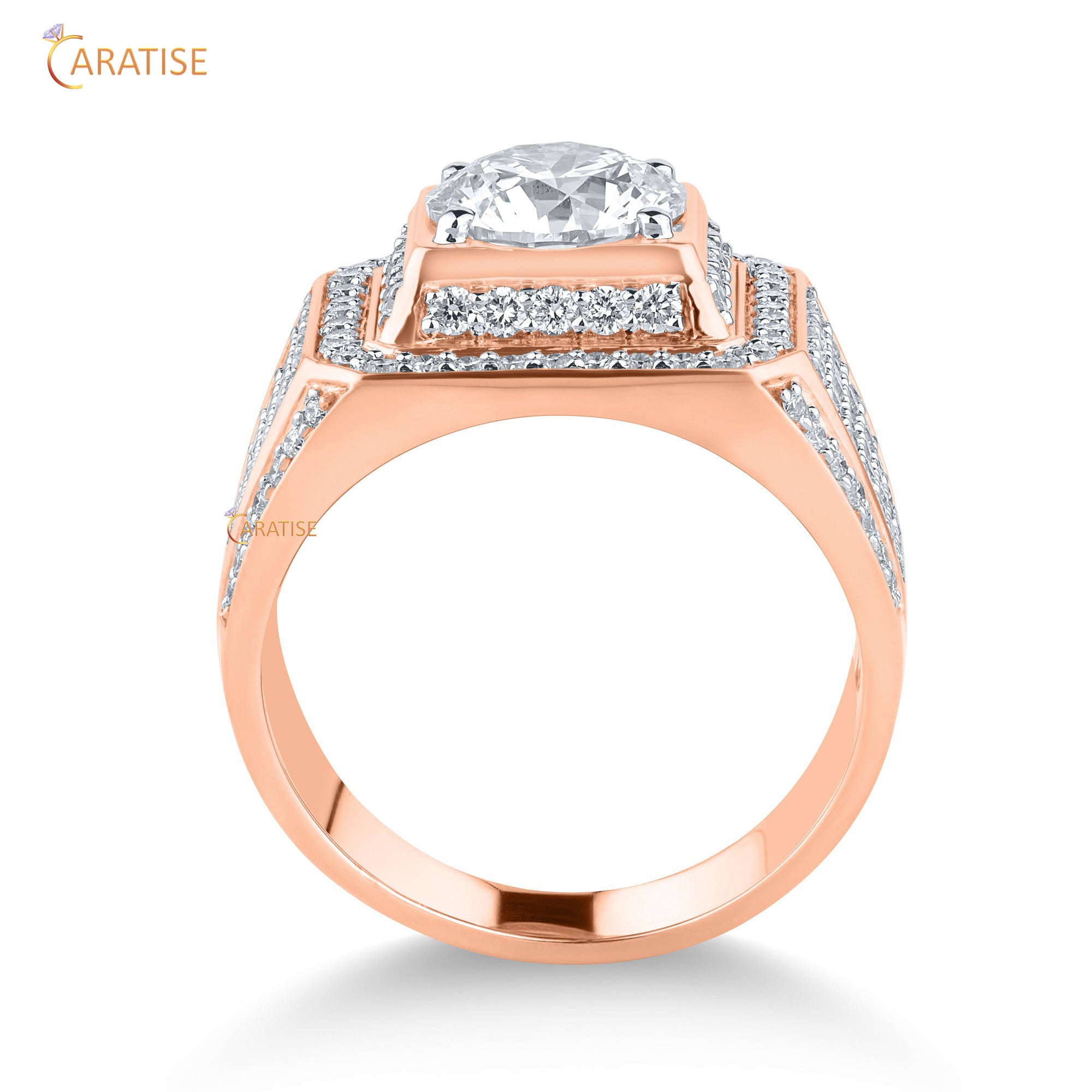 3.52 TDW Round Cut Mossiante Diamond Men's Engagement  Ring 925 Silver