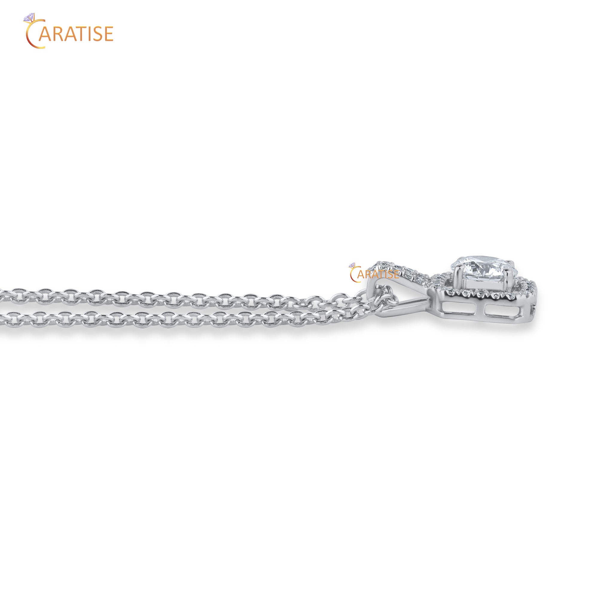 2.038 TDW Round Cut Diamond Pendant & Earring 925 Silver