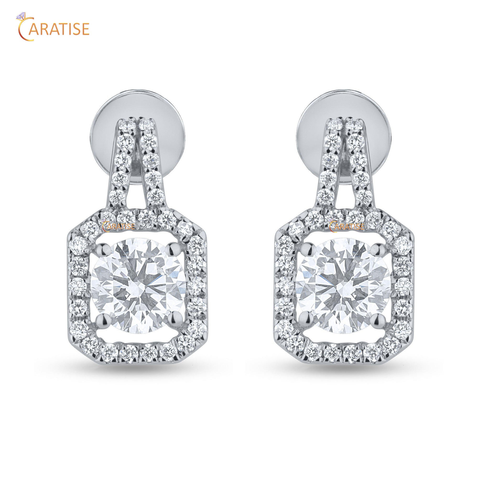 2.038 TDW Round Cut Diamond Pendant & Earring 925 Silver