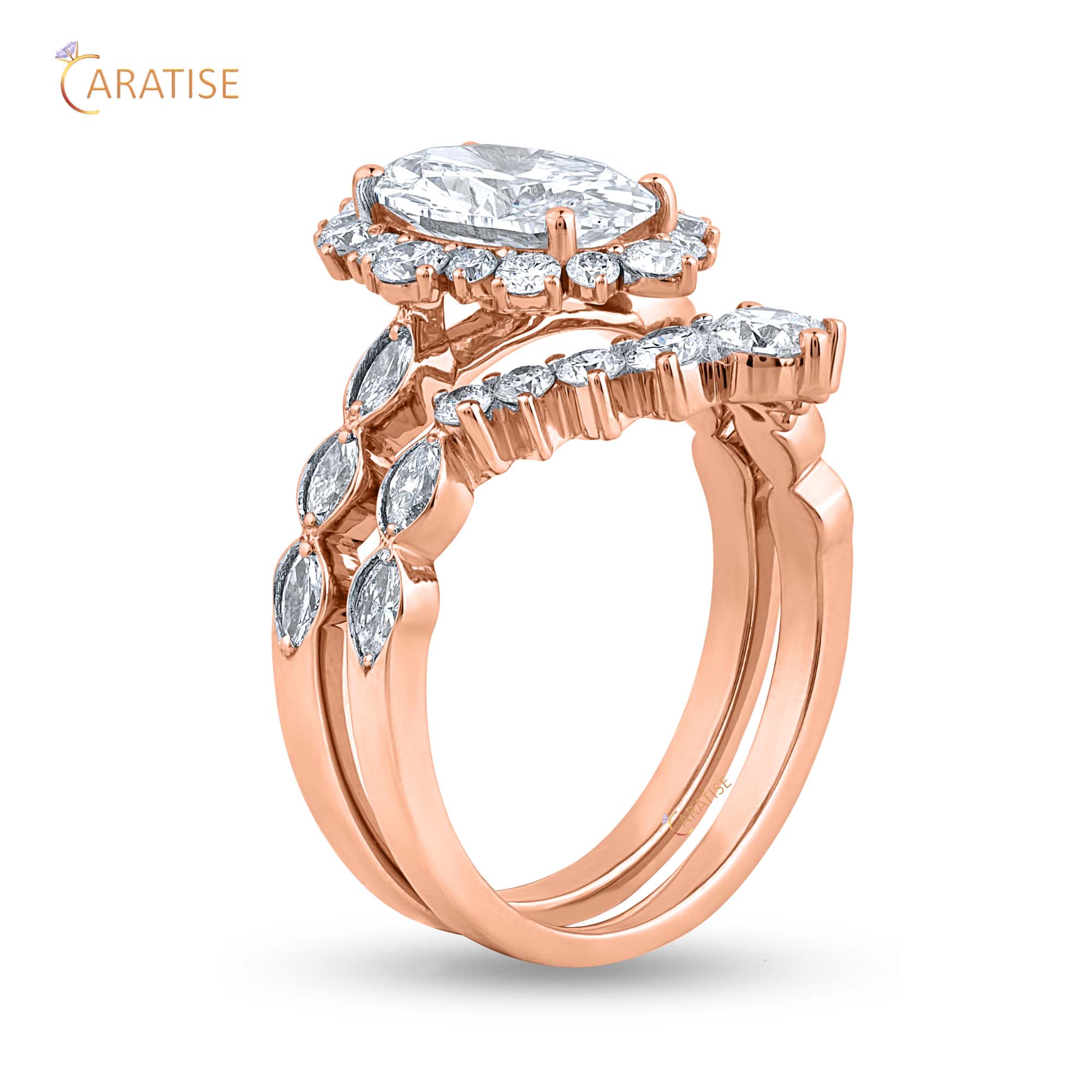 2.62 TDW Oval,Marquise & Round Women's Diamond Ring With Band