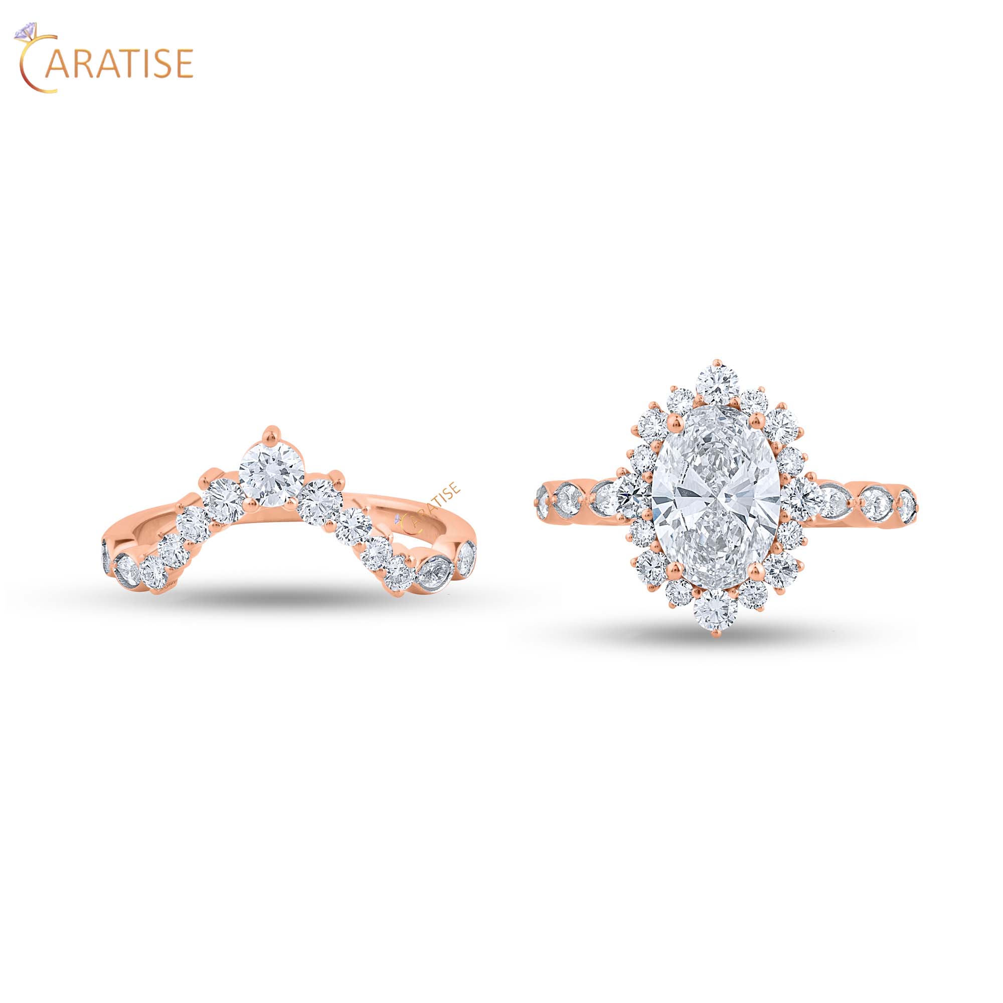 2.62 TDW Oval,Marquise & Round Women's Diamond Ring With Band