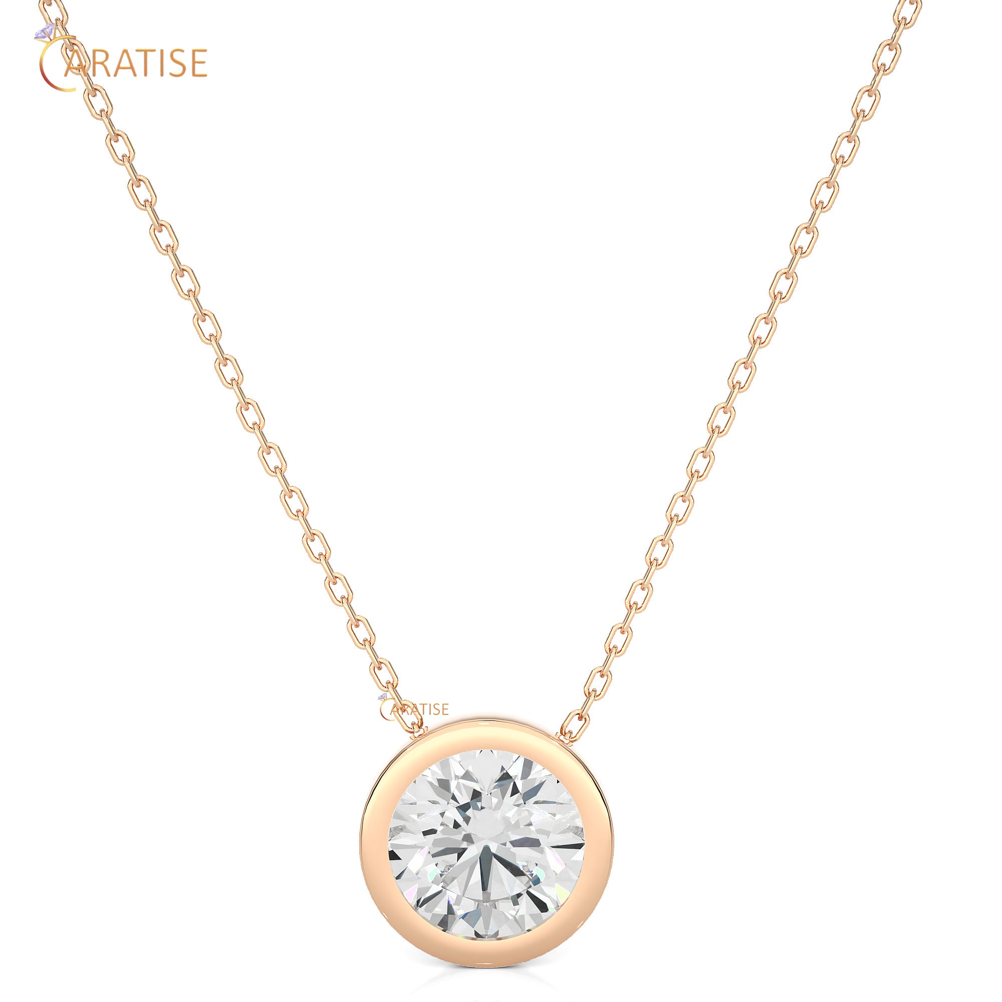 1.08 TDW Round Cut Moissanite Diamond Solitaire Pendant With Chain 925 Silver