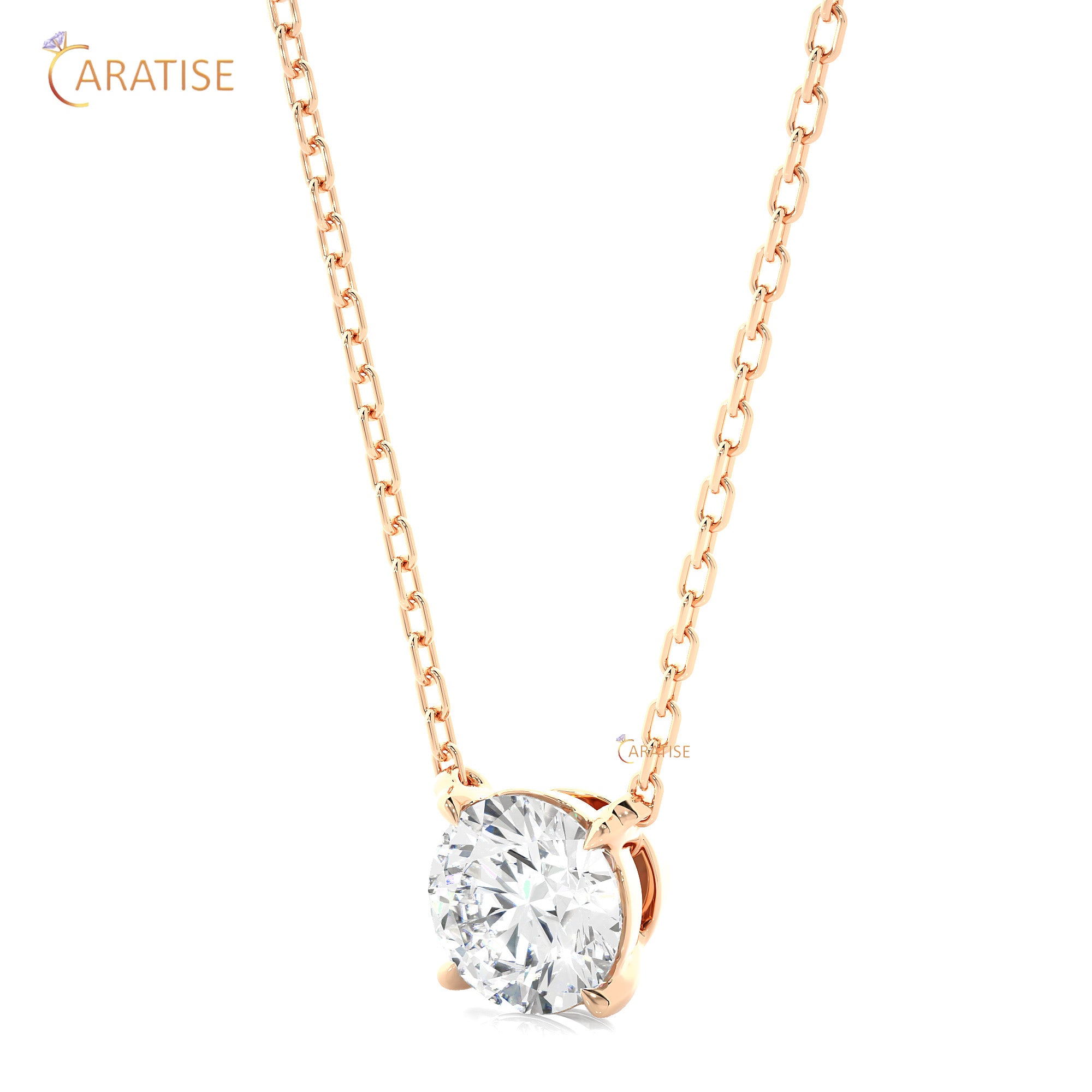 1.03 TDW Round Cut Moissanite Diamond Solitaire Pendant With Chain 925 Silver