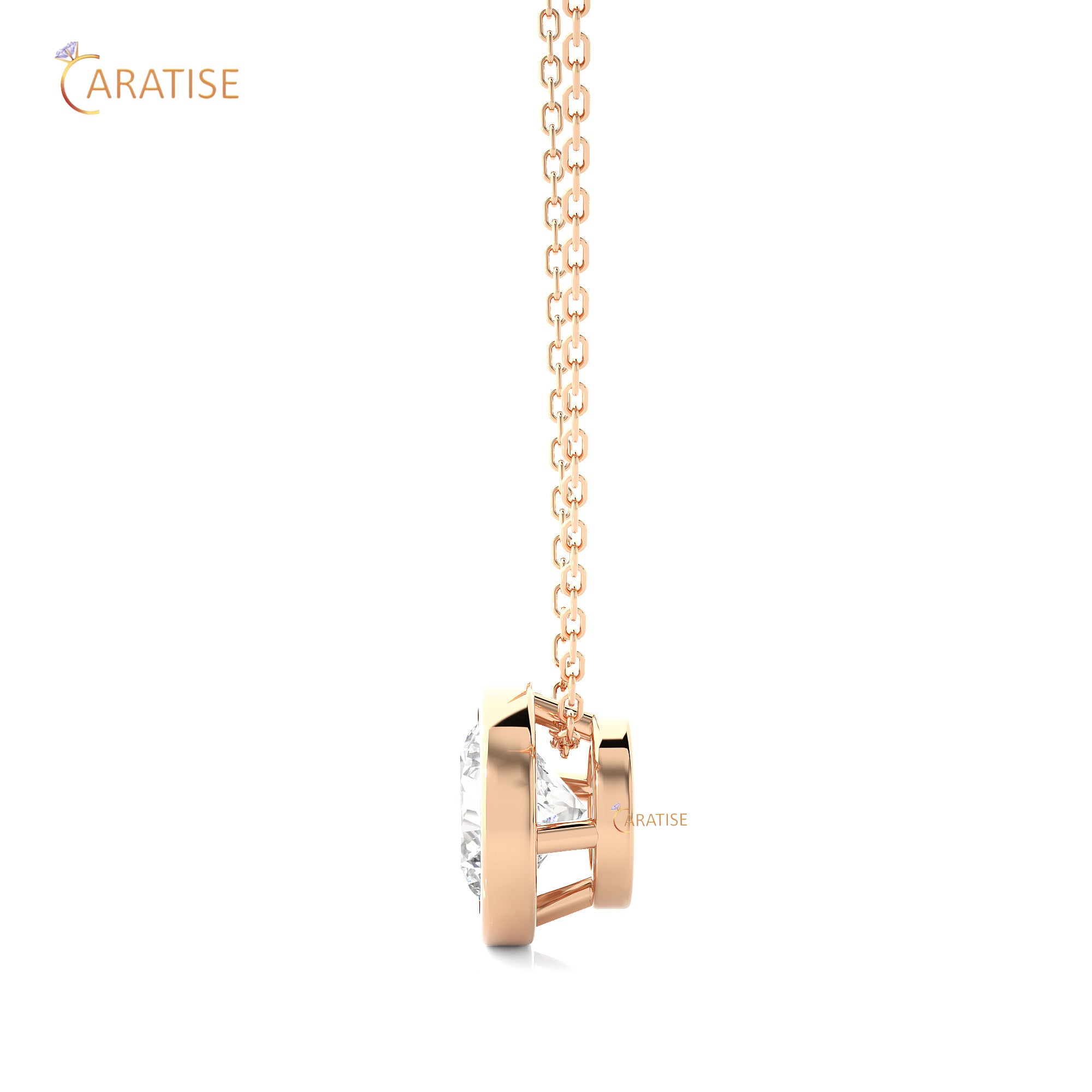 1.08 TDW Round Cut Moissanite Diamond Solitaire Pendant With Chain 925 Silver