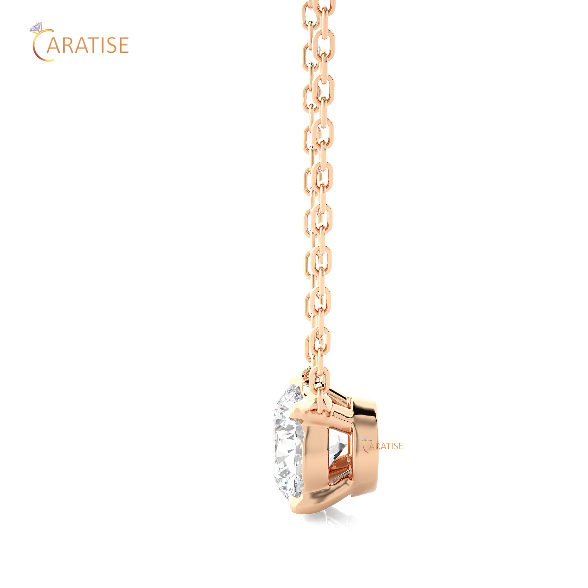 1.03 TDW Round Cut Moissanite Diamond Solitaire Pendant With Chain 925 Silver