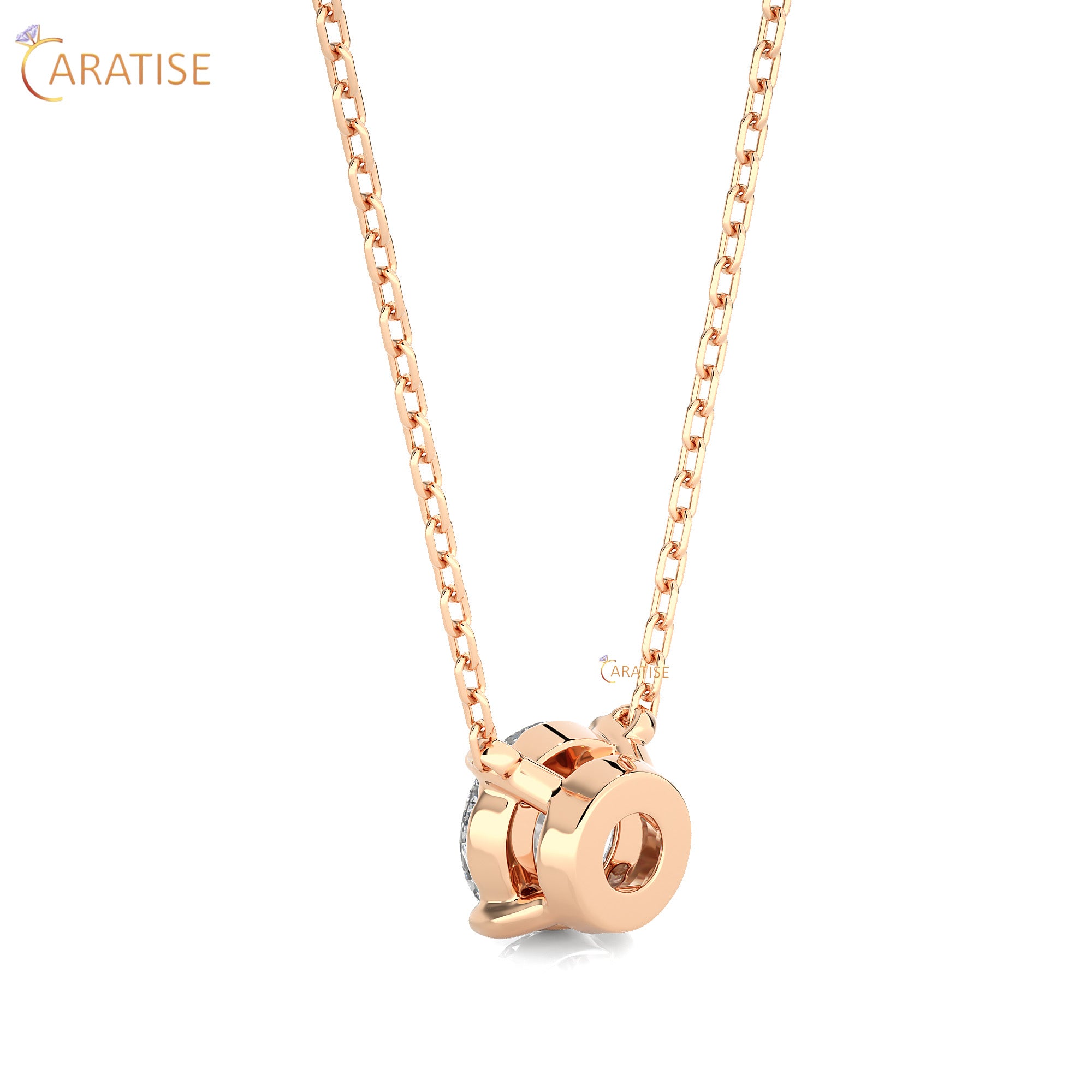 1.03 TDW Round Cut Moissanite Diamond Solitaire Pendant With Chain 925 Silver