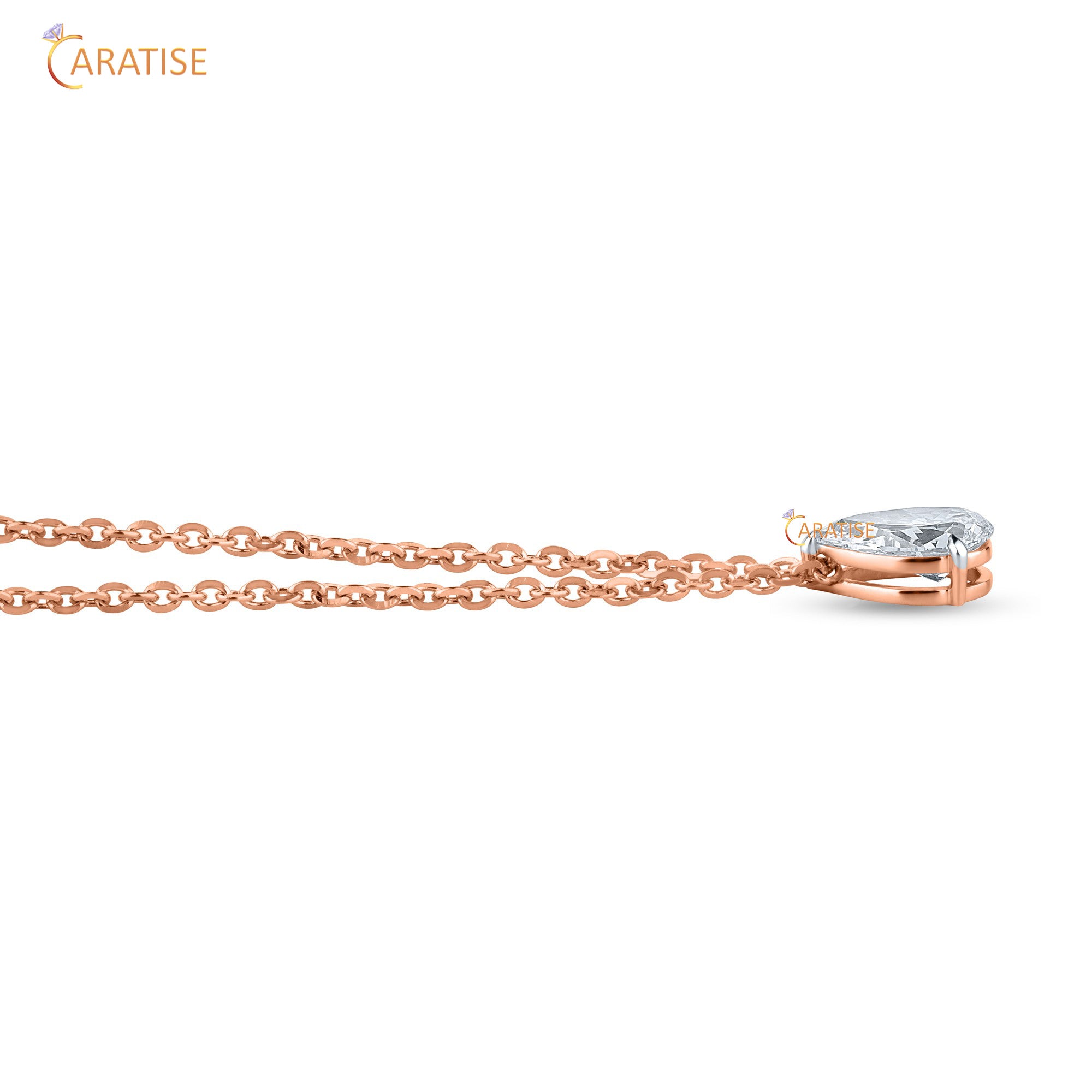 1.09 TDW Pear Cut Moissanite Diamond Solitaire Pendant With Chain 925 Silver