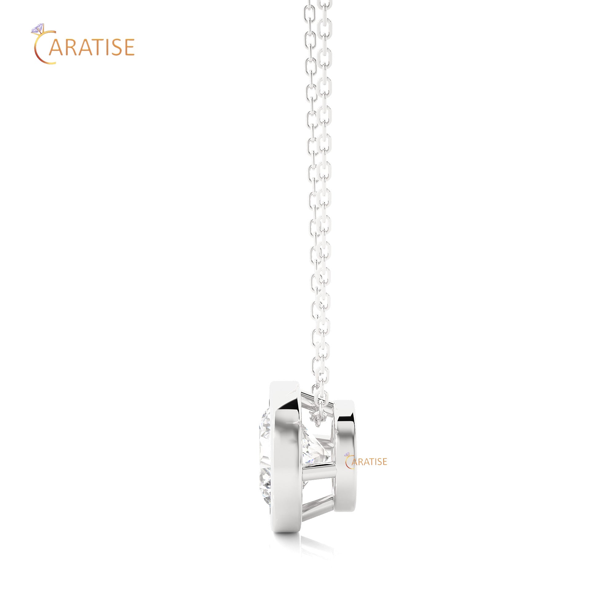 1.08 TDW Round Cut Moissanite Diamond Solitaire Pendant With Chain 925 Silver